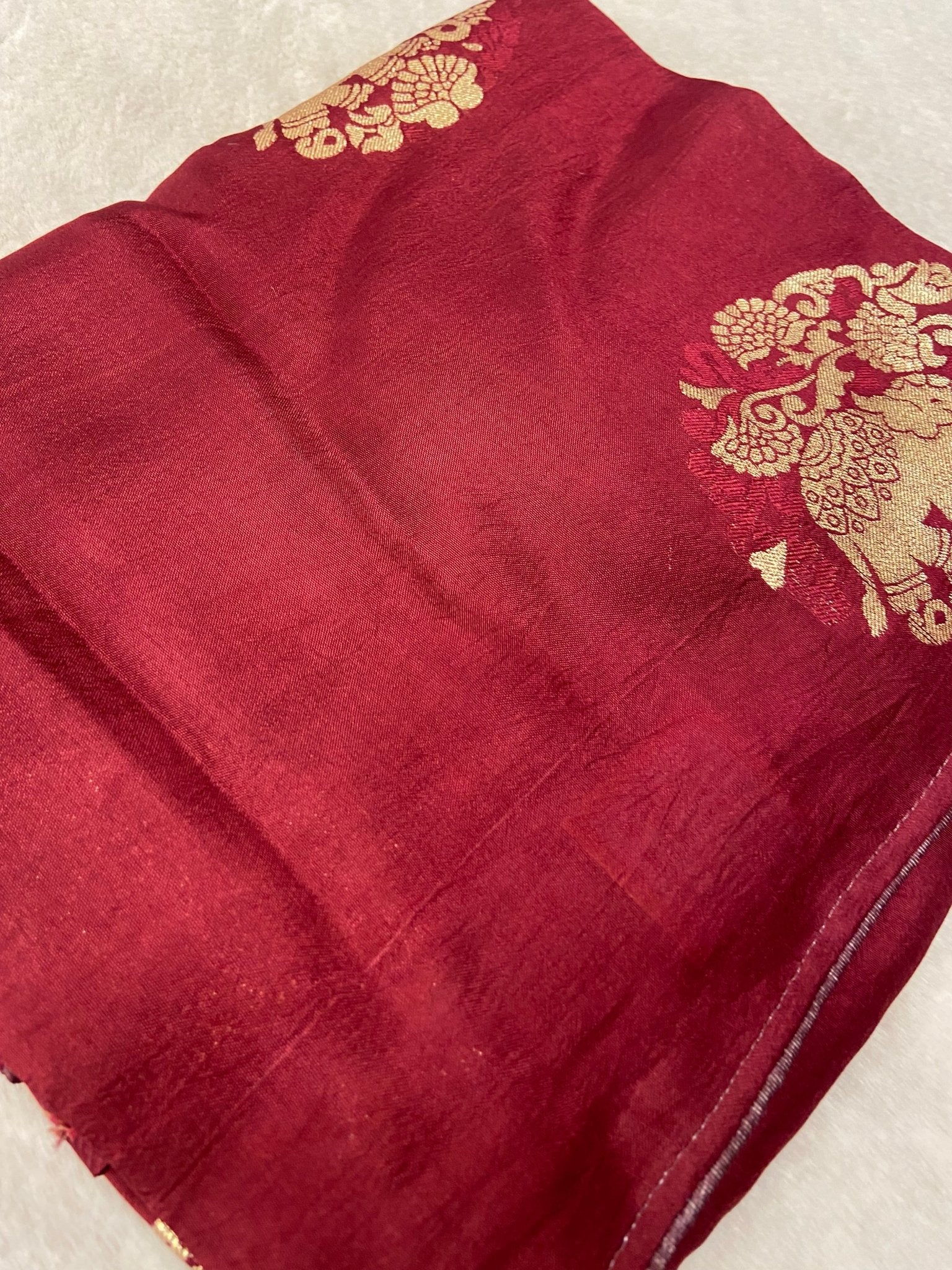 Premium Crepe Silk Saree (Maroon) - Kanjeevaram Silk Mandir