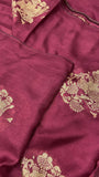 Premium Crepe Silk Saree (Wine) - Kanjeevaram Silk Mandir