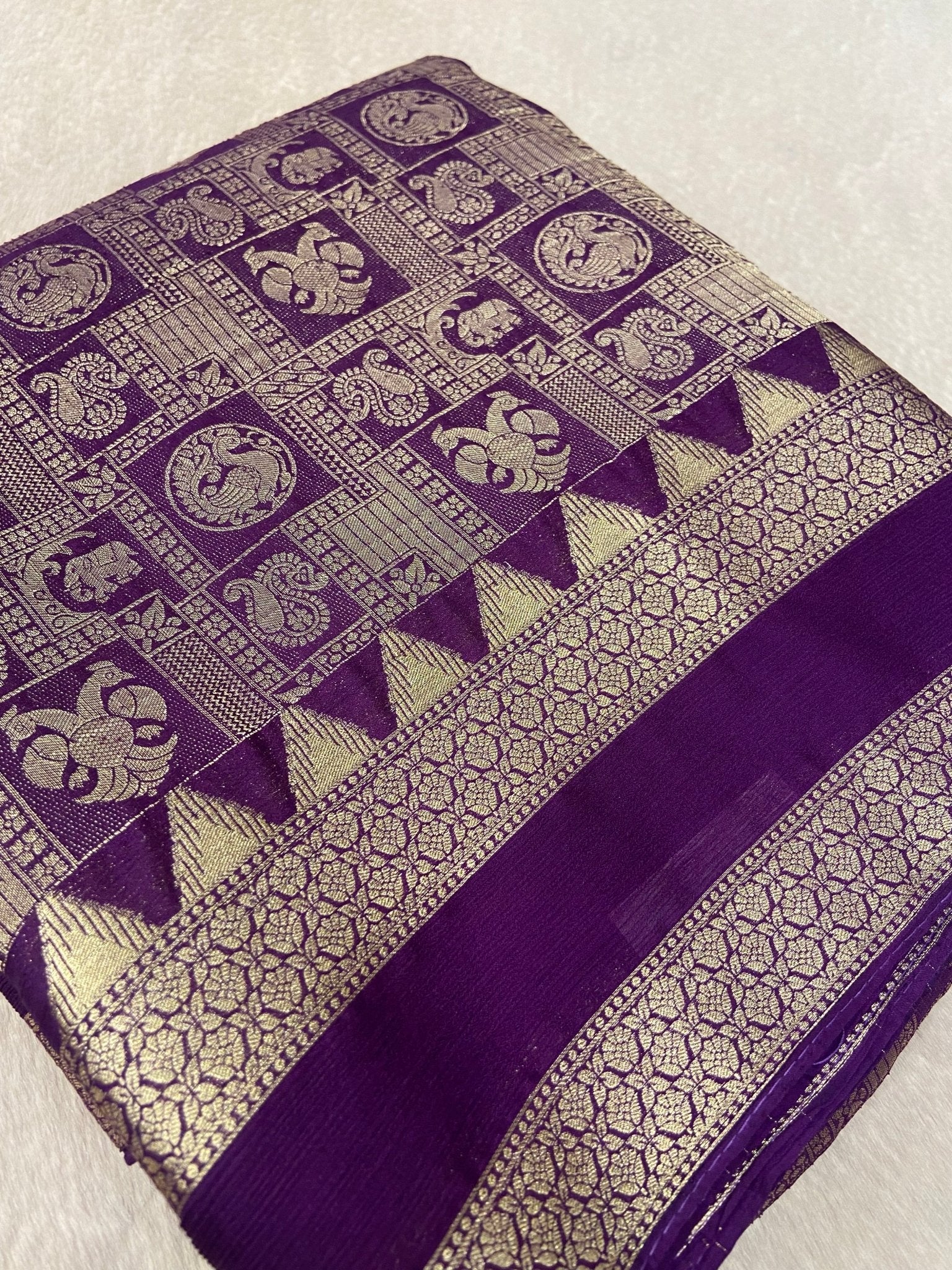 Premium Crush Crepe Georgette Saree - Kanjeevaram Silk Mandir
