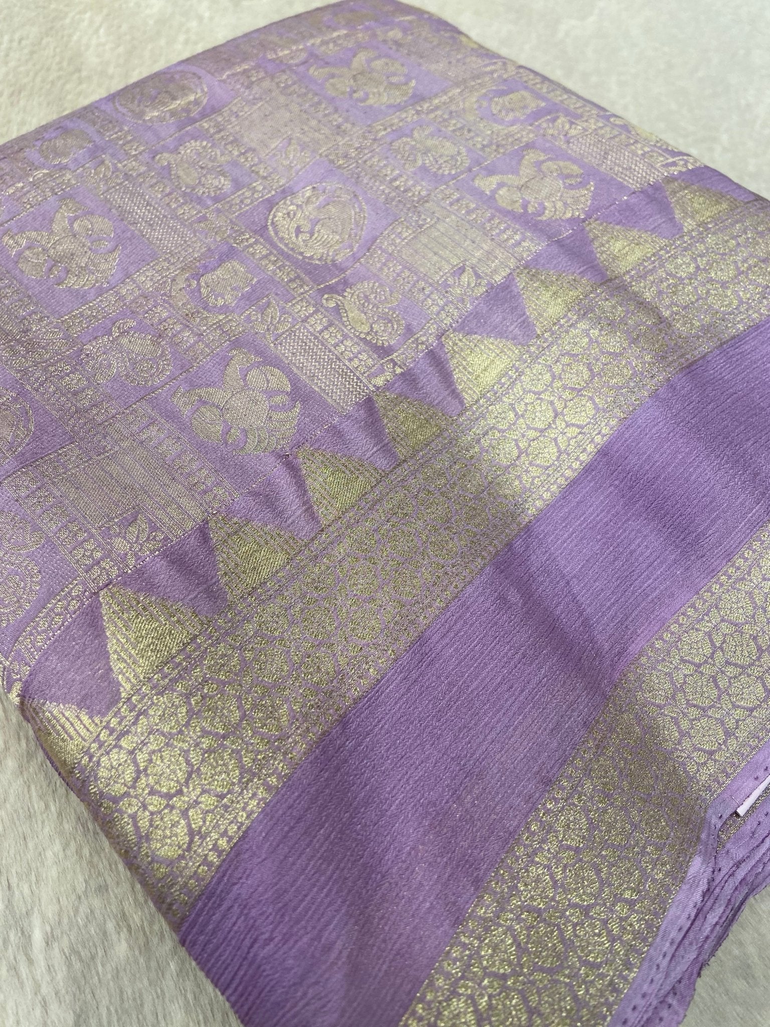 Premium Crush Crepe Georgette Saree - Kanjeevaram Silk Mandir