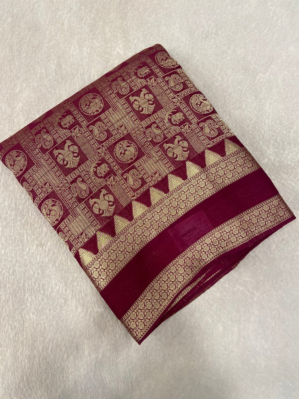 Premium Crush Crepe Georgette Saree - Kanjeevaram Silk Mandir