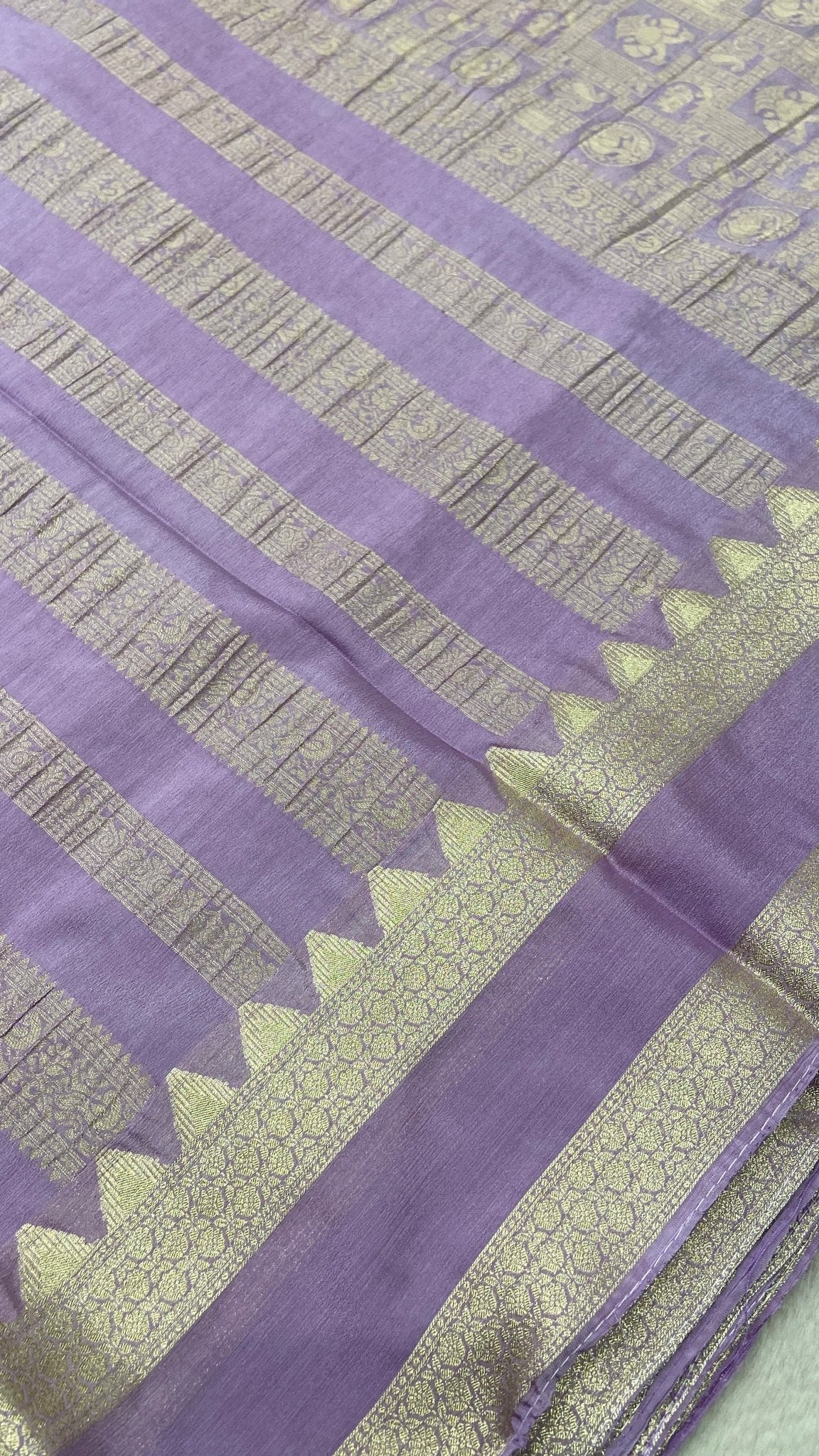 Premium Crush Crepe Georgette Saree - Kanjeevaram Silk Mandir