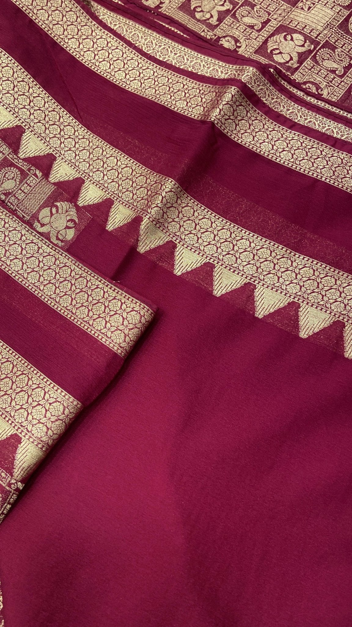 Premium Crush Crepe Georgette Saree - Kanjeevaram Silk Mandir