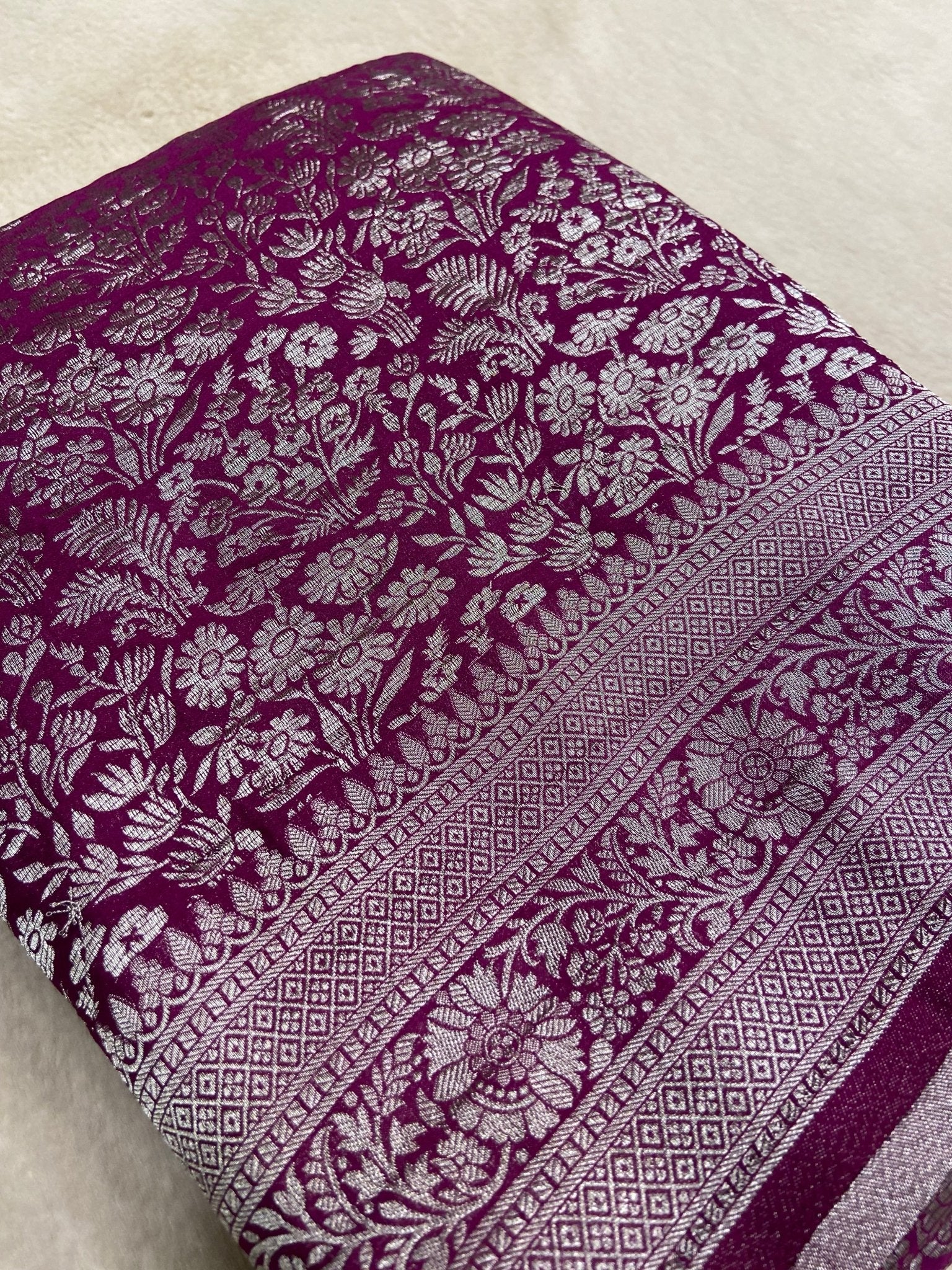 Premium Crush Crepe Georgette Saree - Kanjeevaram Silk Mandir