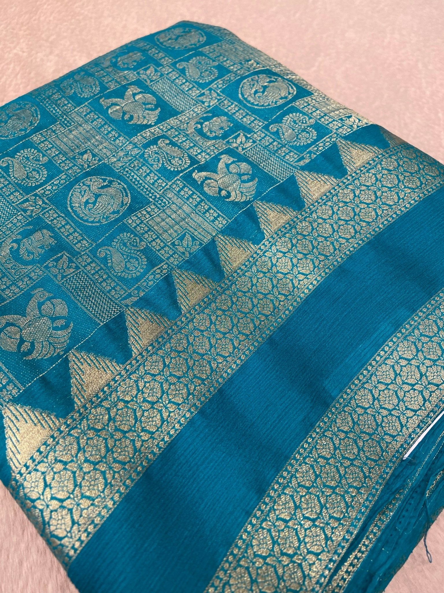Premium Crush Crepe Georgette Saree - Kanjeevaram Silk Mandir