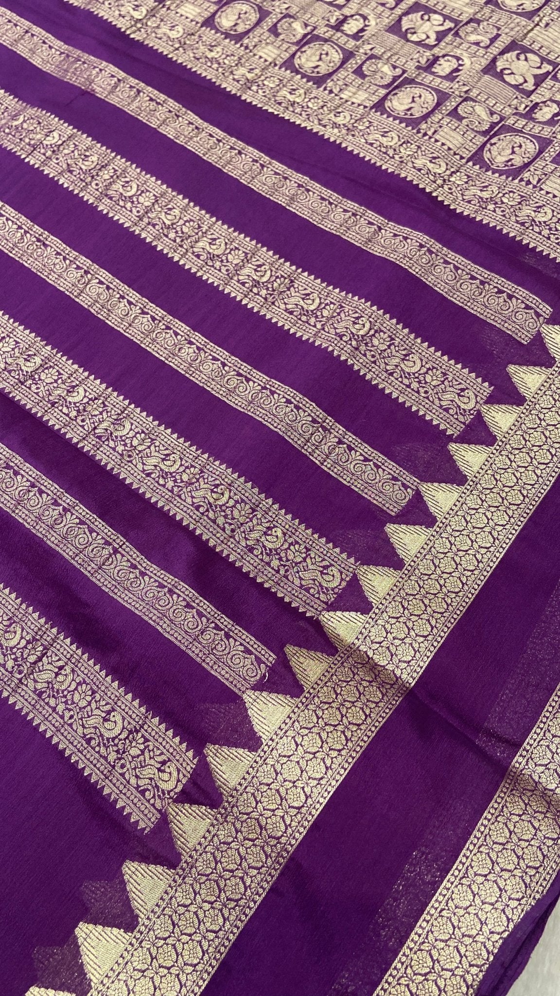Premium Crush Crepe Georgette Saree - Kanjeevaram Silk Mandir