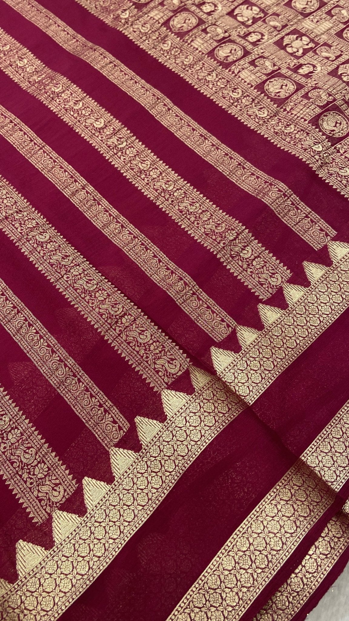 Premium Crush Crepe Georgette Saree - Kanjeevaram Silk Mandir
