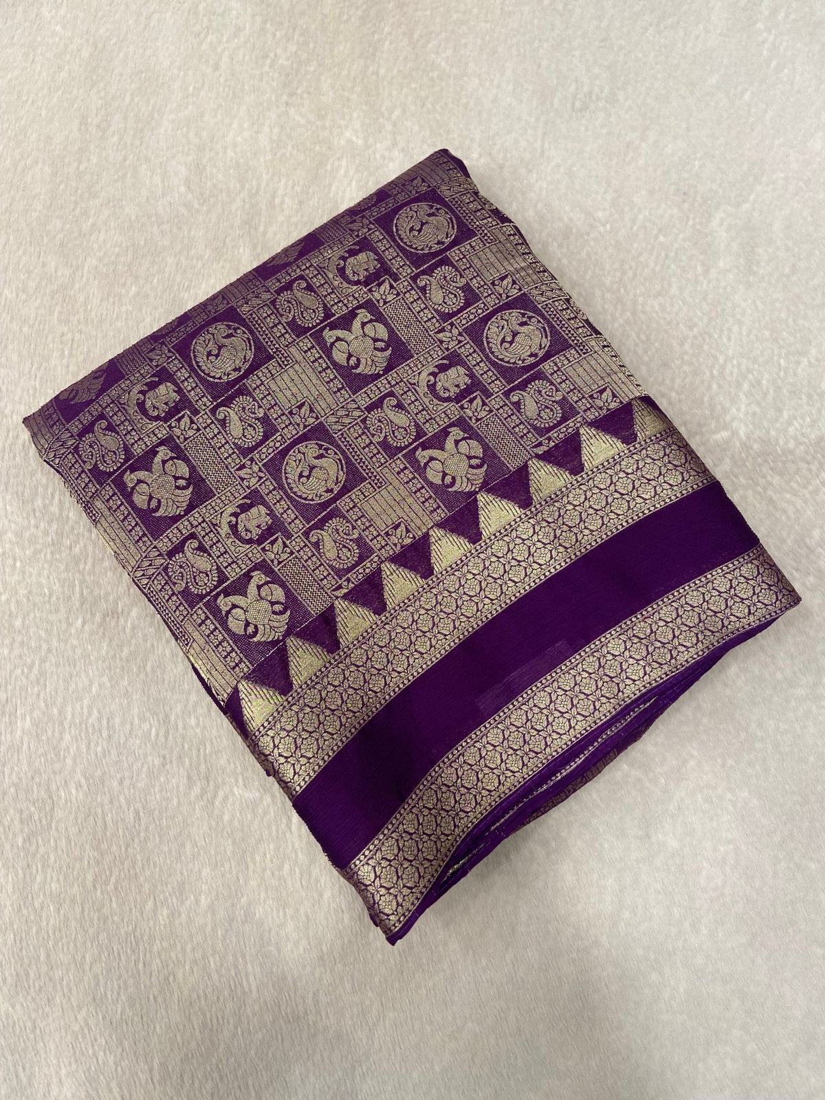 Premium Crush Crepe Georgette Saree - Kanjeevaram Silk Mandir