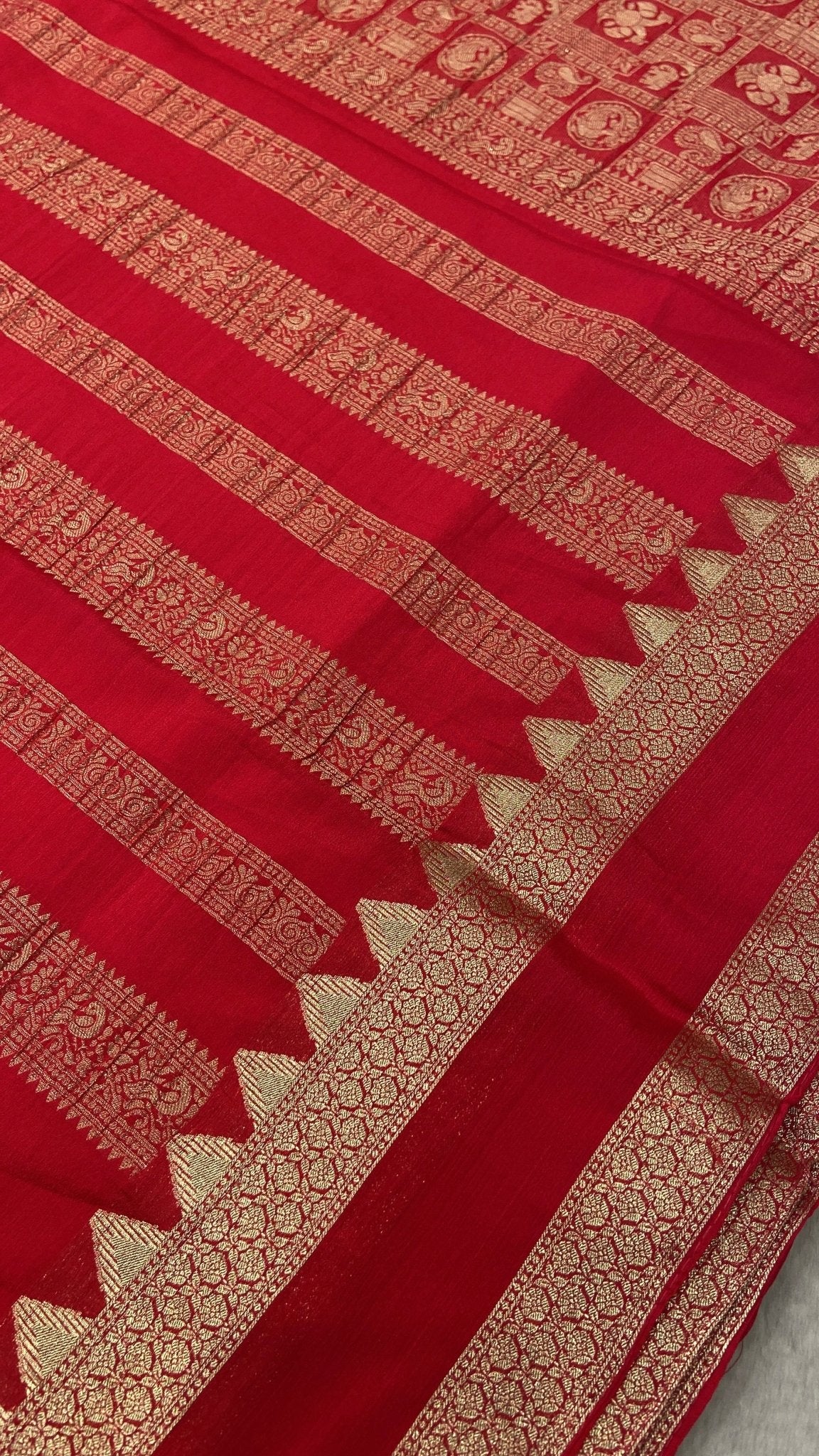 Premium Crush Crepe Georgette Saree - Kanjeevaram Silk Mandir
