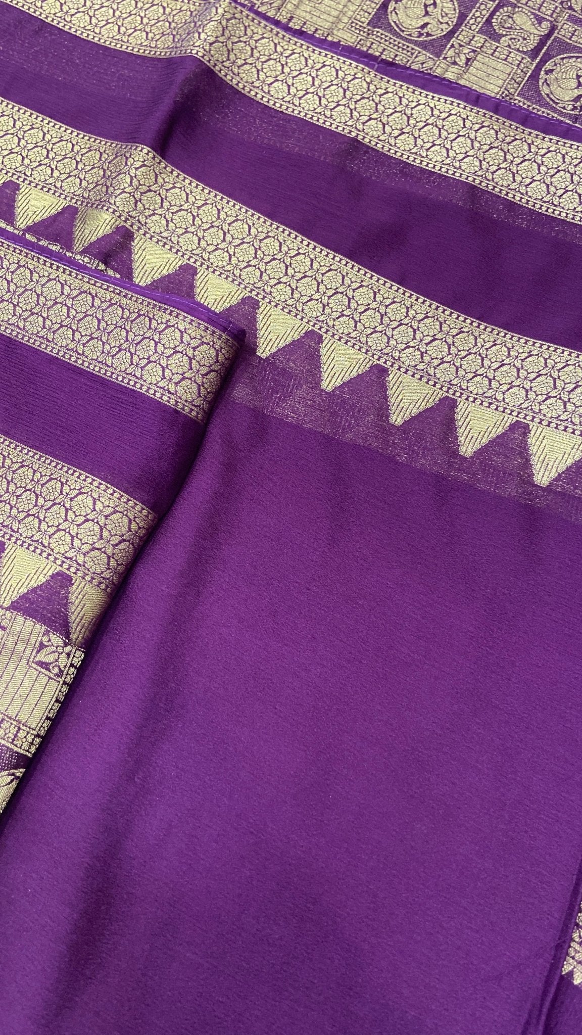 Premium Crush Crepe Georgette Saree - Kanjeevaram Silk Mandir