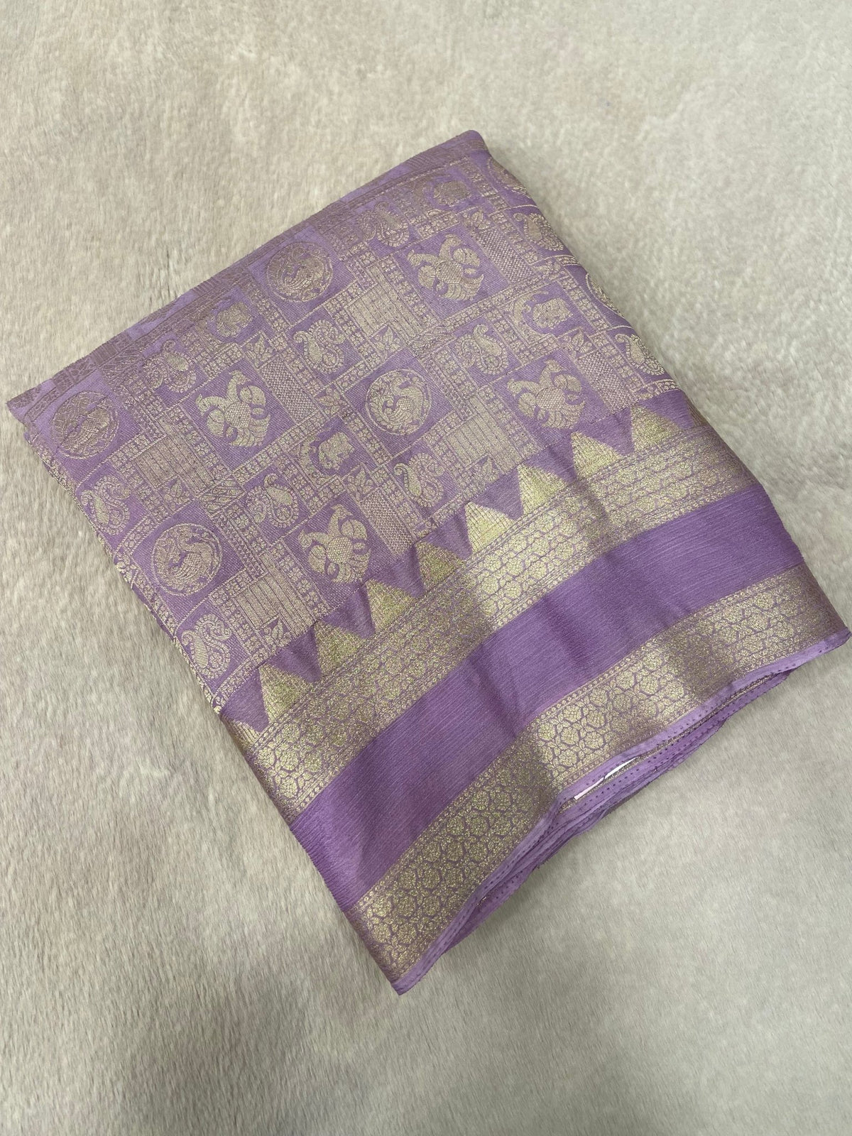 Premium Crush Crepe Georgette Saree - Kanjeevaram Silk Mandir
