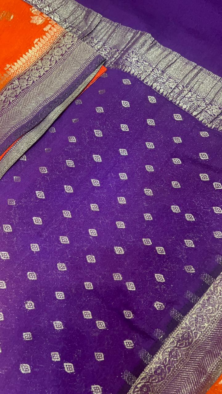 Premium Crush Georgette - Kanjeevaram Silk Mandir
