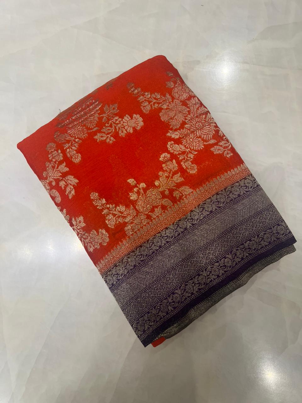 Premium Crush Georgette - Kanjeevaram Silk Mandir