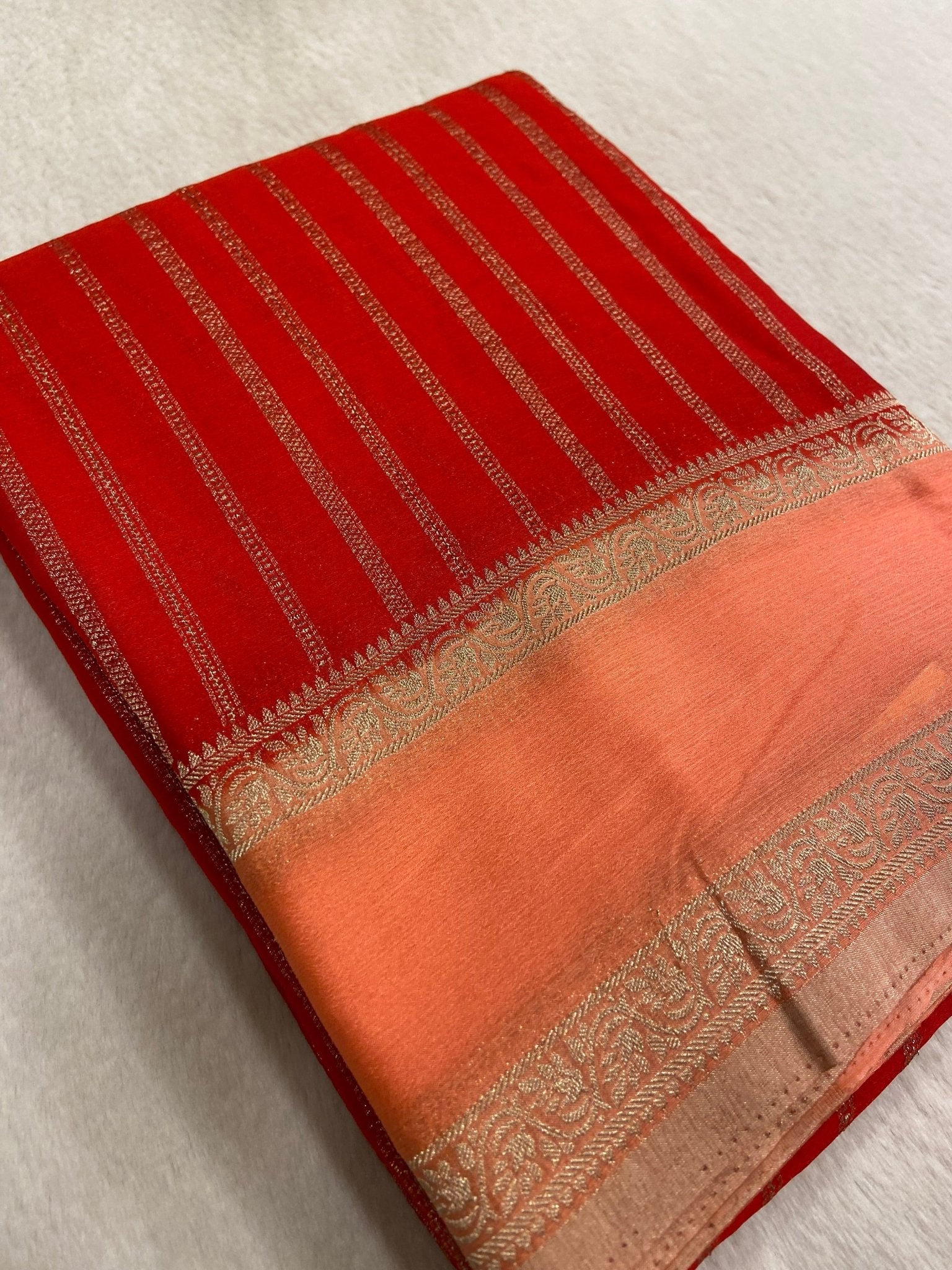 Premium Crush Georgette Saree - Kanjeevaram Silk Mandir