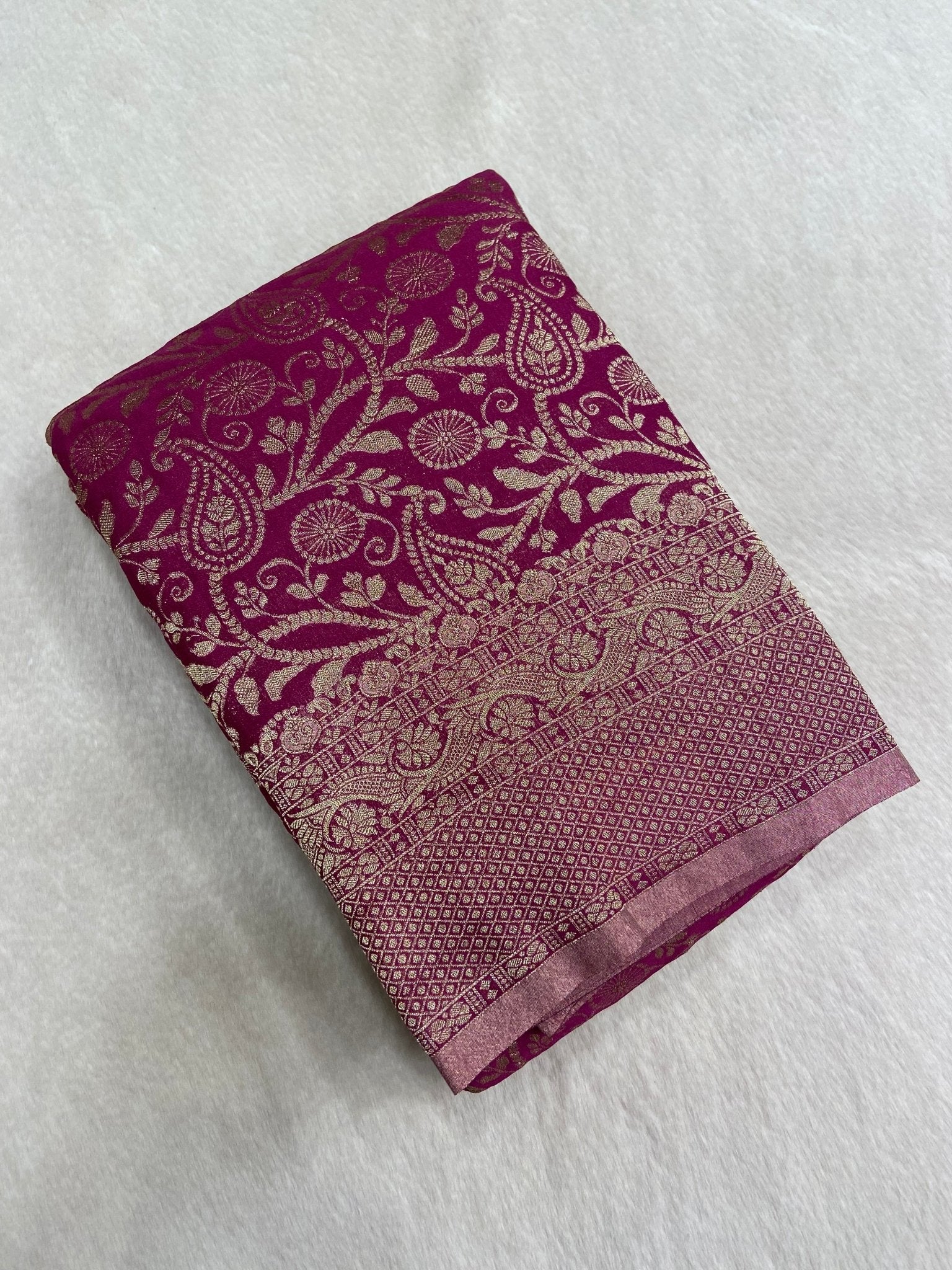 Premium Crush Georgette Saree - Kanjeevaram Silk Mandir