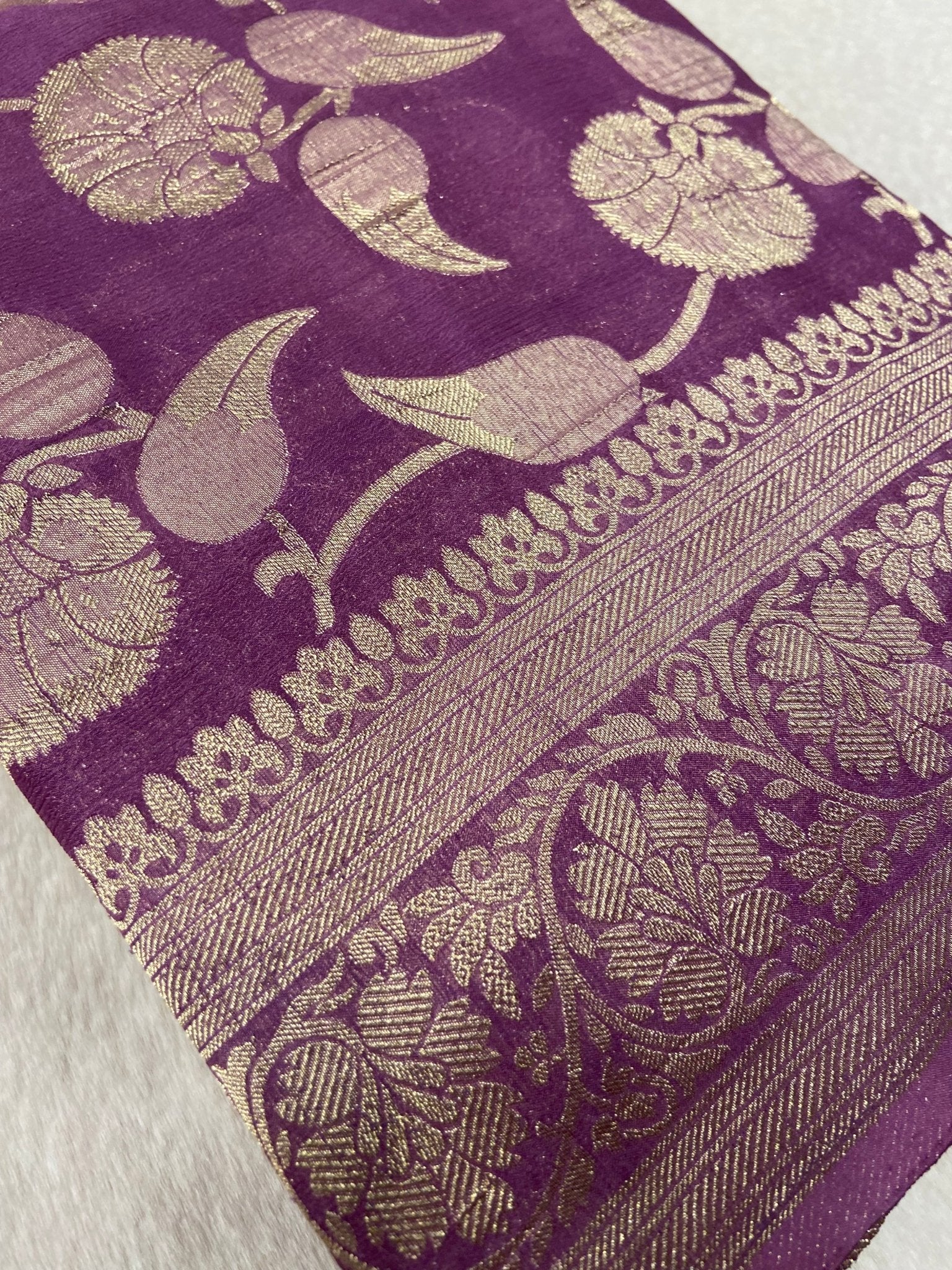 Premium Crush Georgette Saree - Kanjeevaram Silk Mandir
