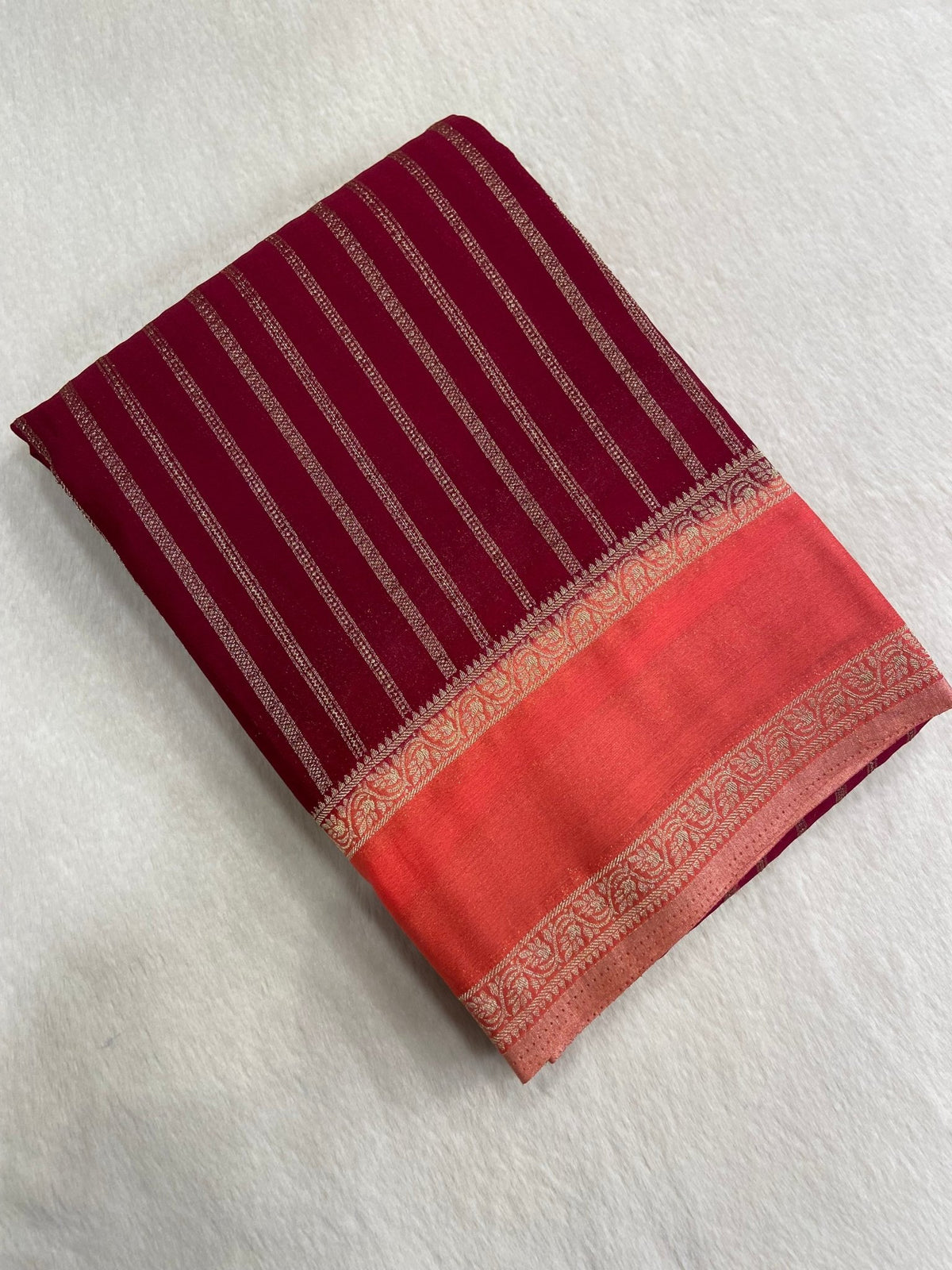 Premium Crush Georgette Saree - Kanjeevaram Silk Mandir