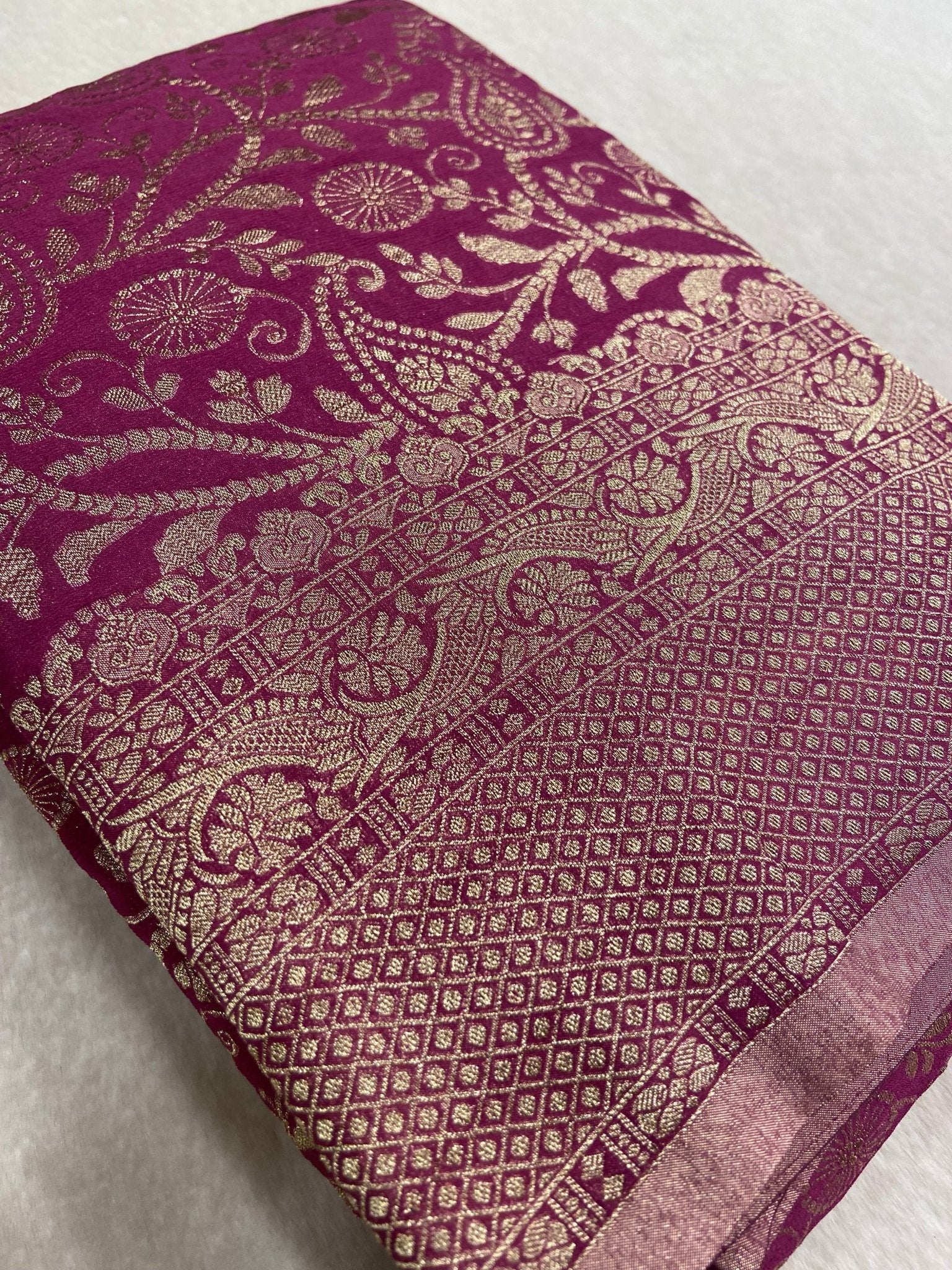 Premium Crush Georgette Saree - Kanjeevaram Silk Mandir