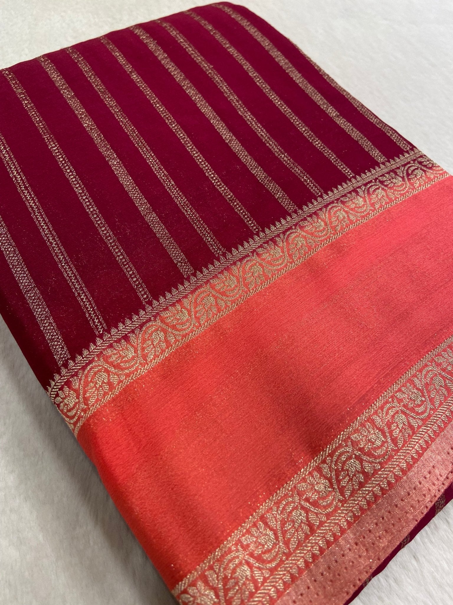 Premium Crush Georgette Saree - Kanjeevaram Silk Mandir