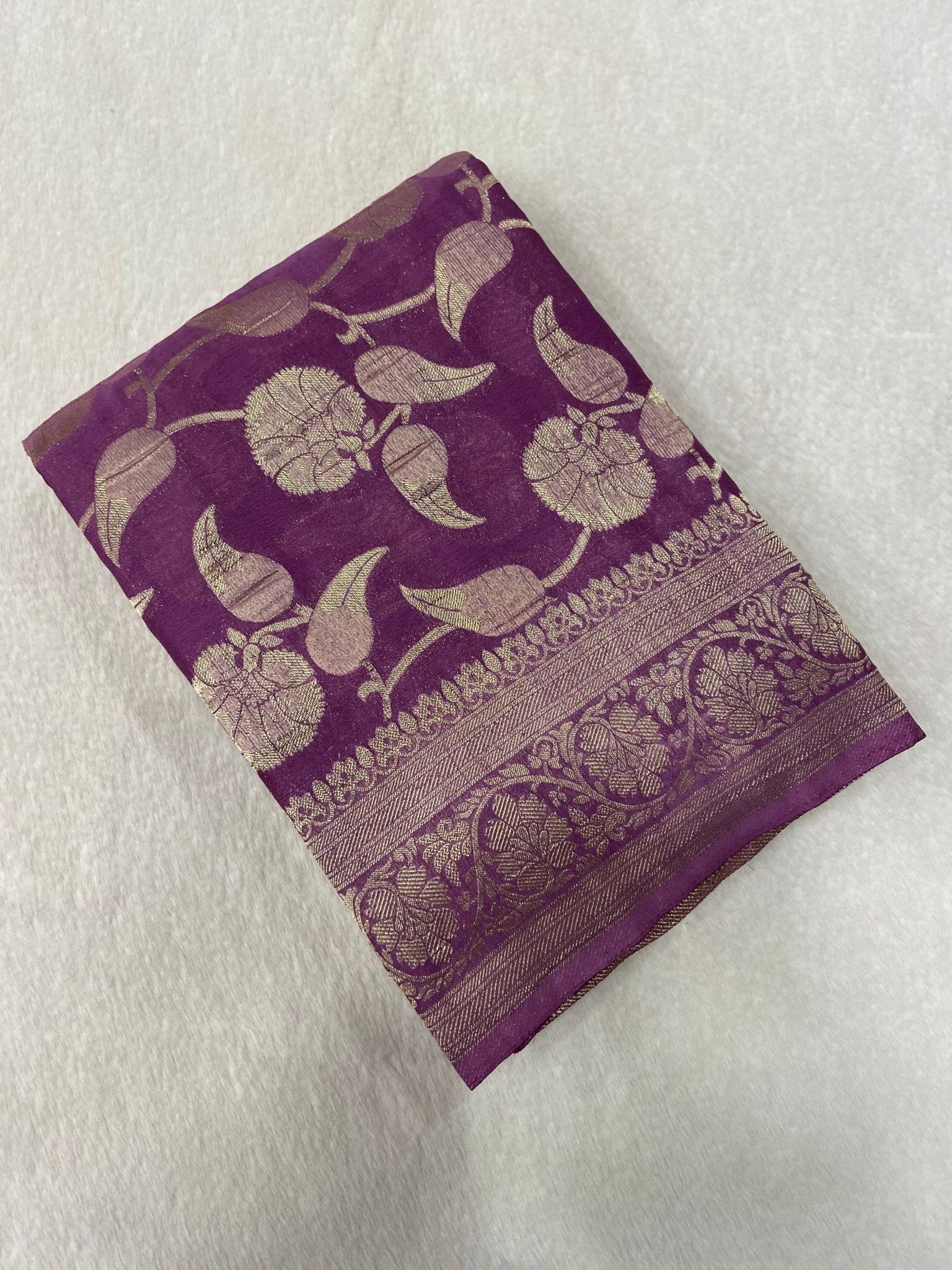 Premium Crush Georgette Saree - Kanjeevaram Silk Mandir