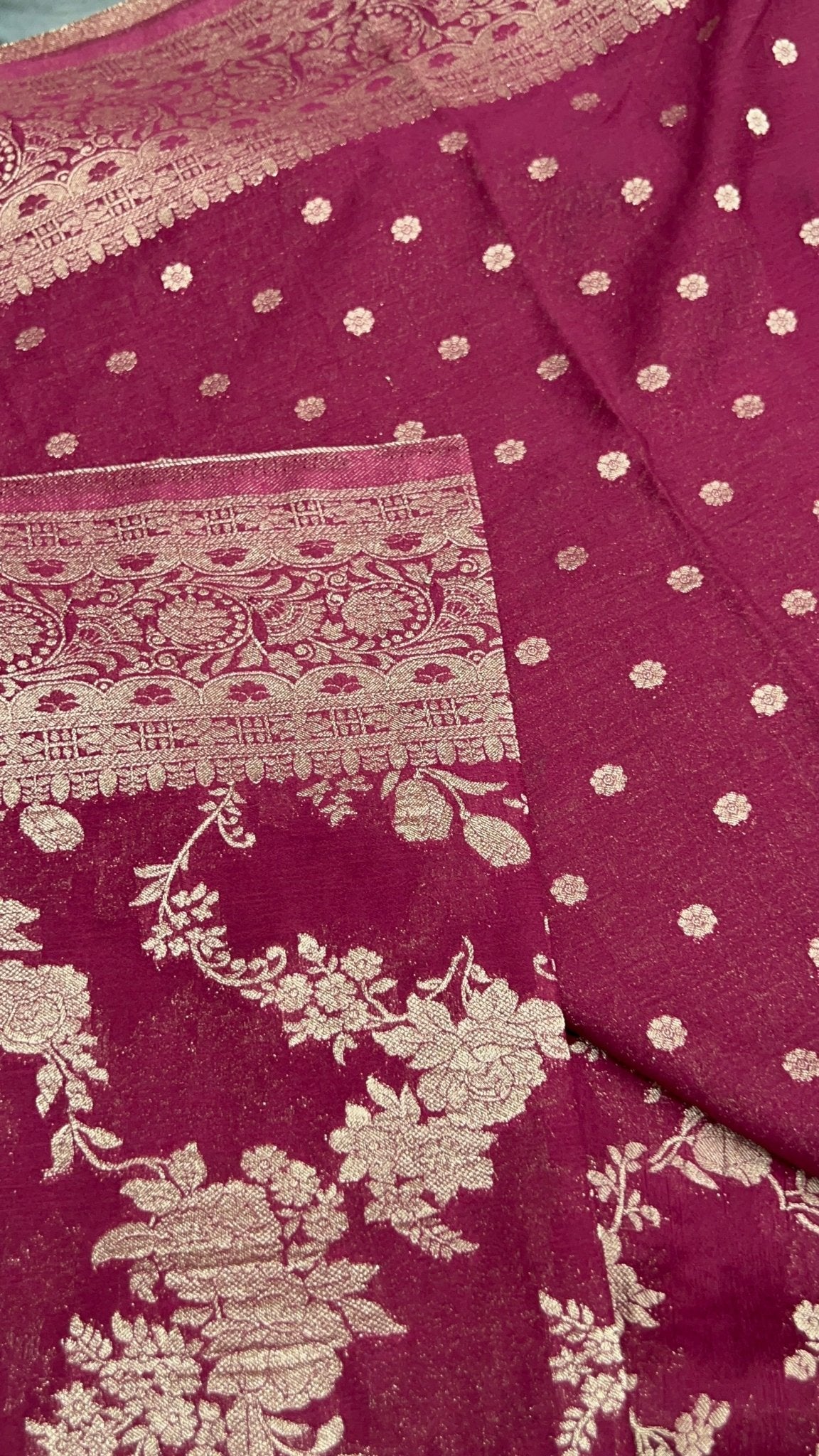 Premium Crush Georgette Saree 🌸 - Kanjeevaram Silk Mandir
