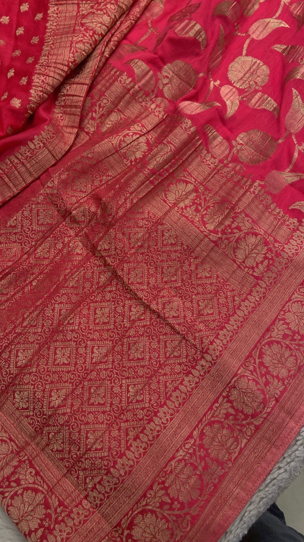 Premium Crush Georgette Saree (Peach) - Kanjeevaram Silk Mandir