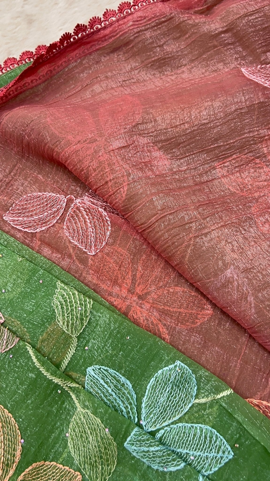 Premium Crush Organza Saree - Kanjeevaram Silk Mandir