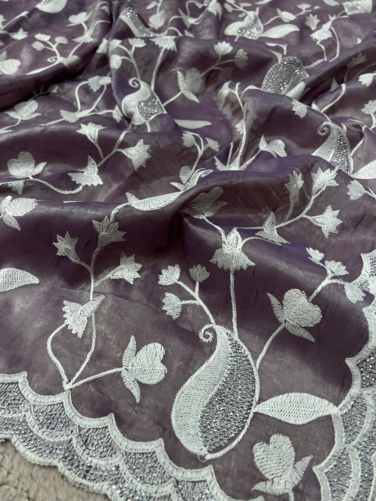 Premium Crush Organza Saree - Kanjeevaram Silk Mandir