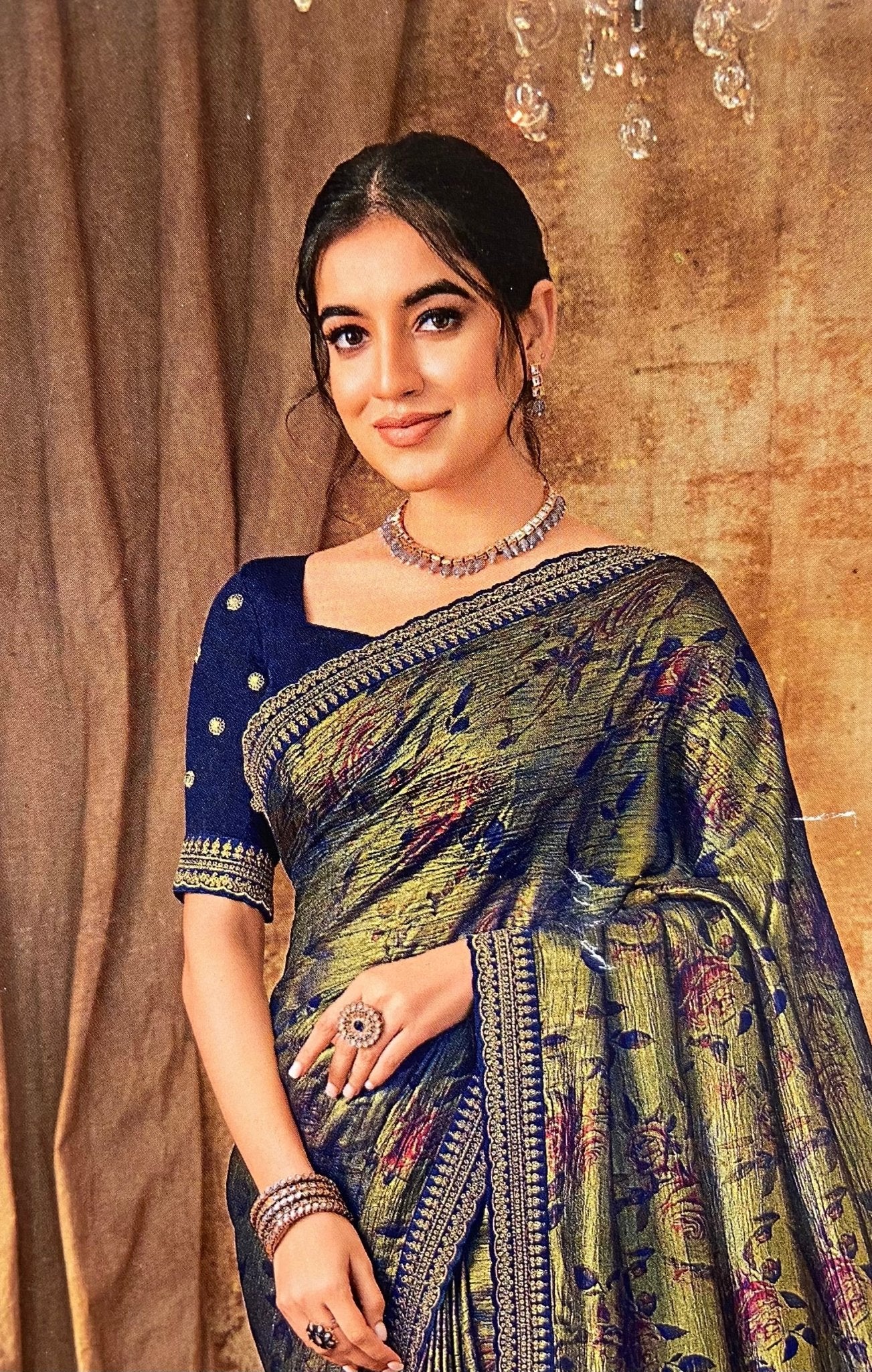 Premium Crush Organza Saree💙 - Kanjeevaram Silk Mandir