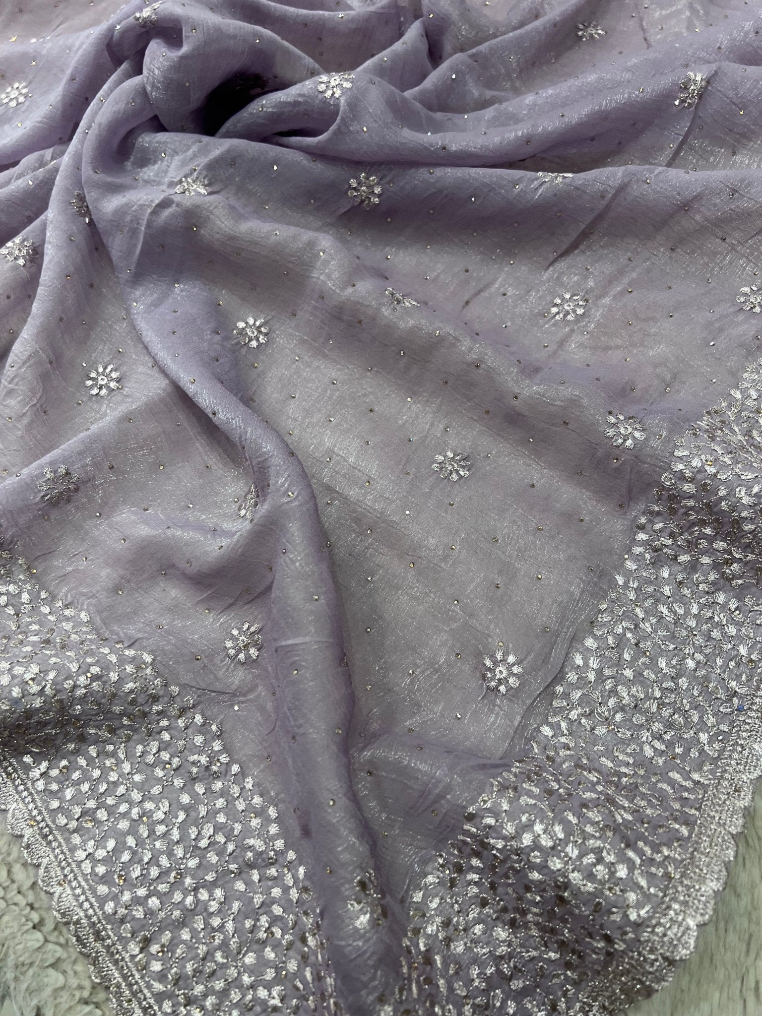 Premium Crush Organza Saree 💜 - Kanjeevaram Silk Mandir
