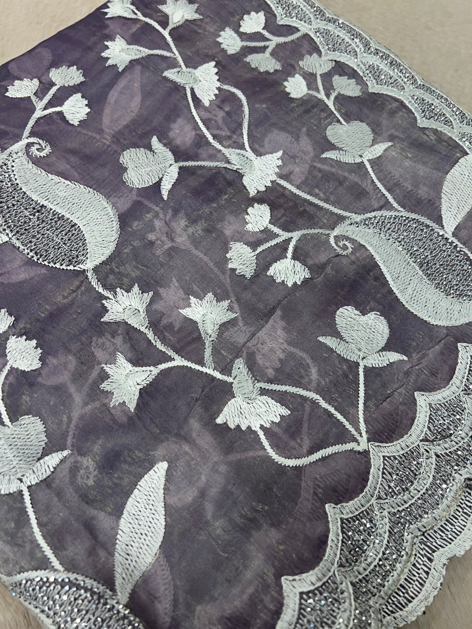 Premium Crush Organza Saree - Kanjeevaram Silk Mandir