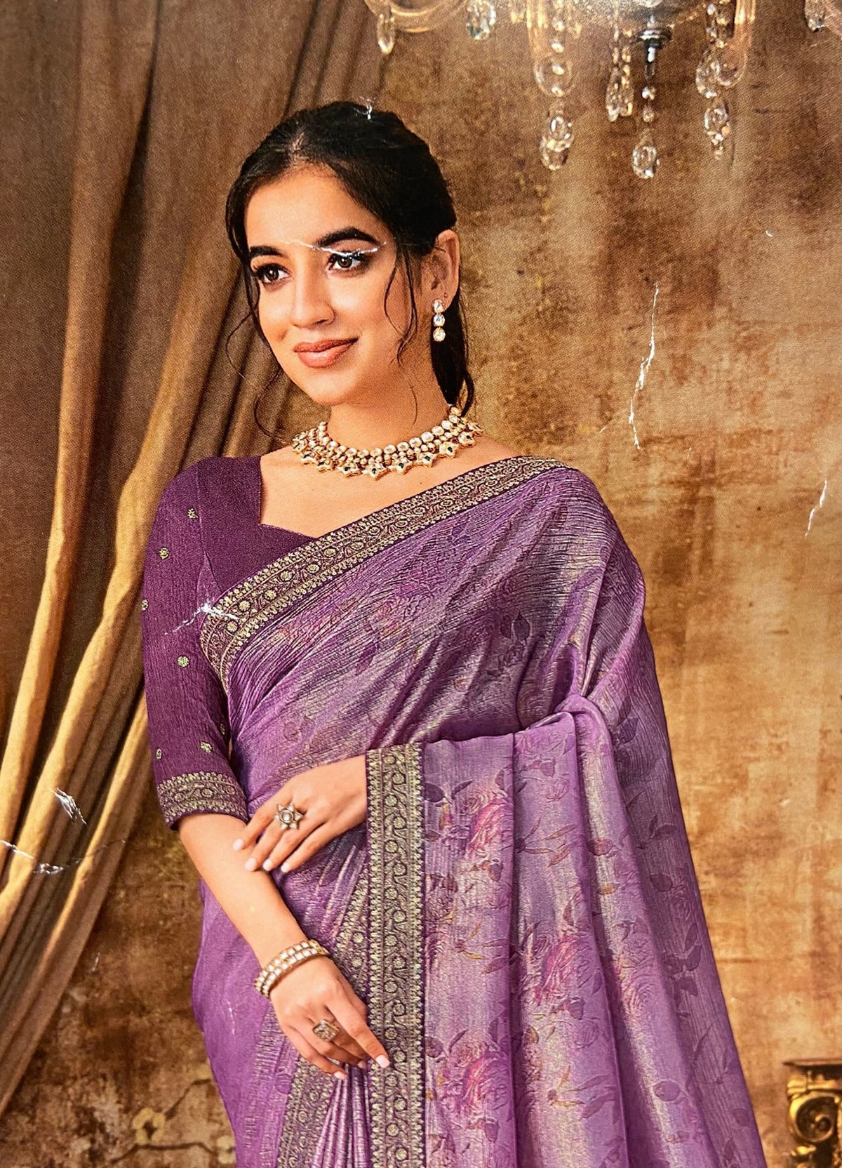 Premium Crush Organza Saree - Kanjeevaram Silk Mandir