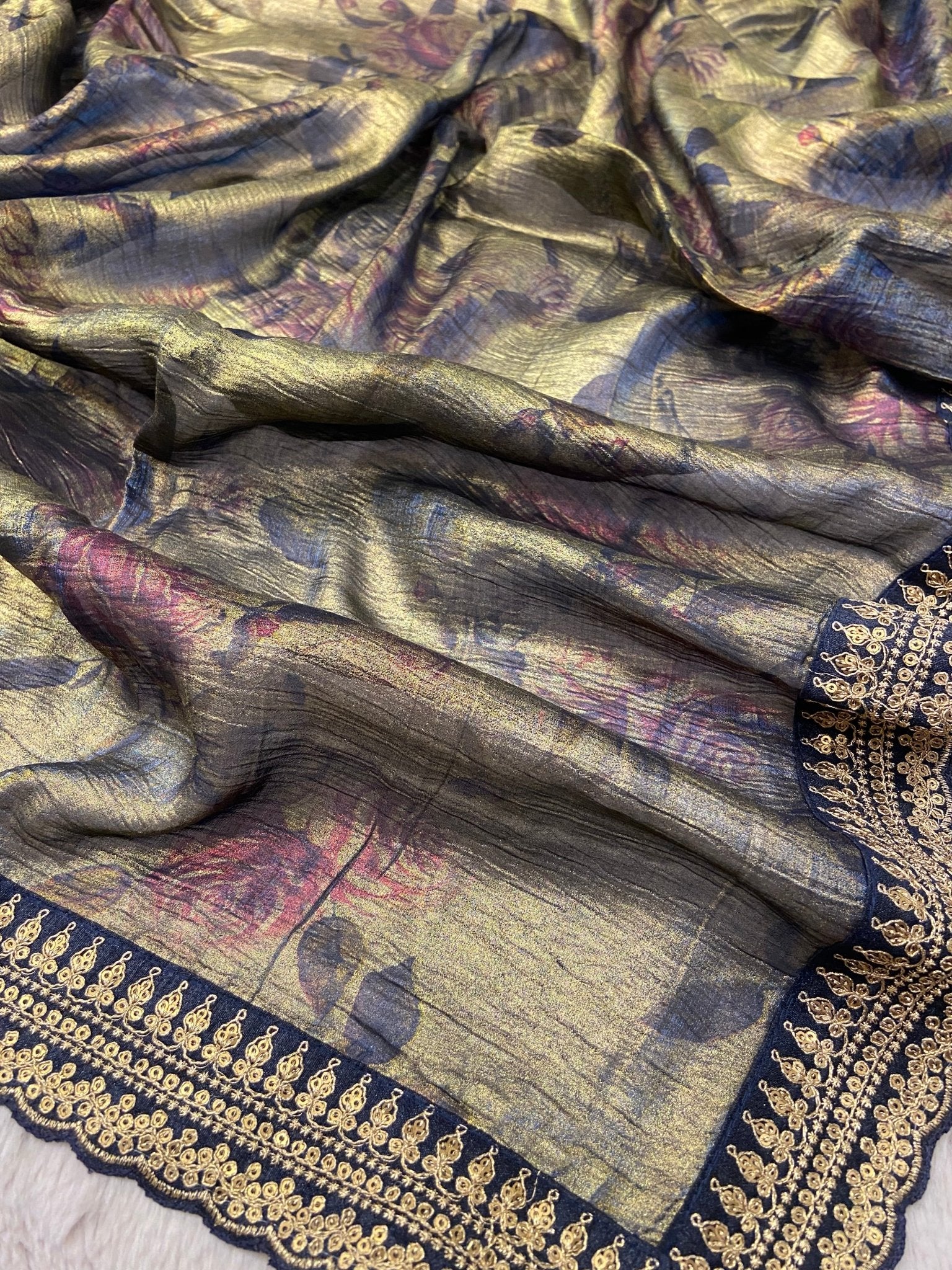 Premium Crush Organza Saree💙 - Kanjeevaram Silk Mandir