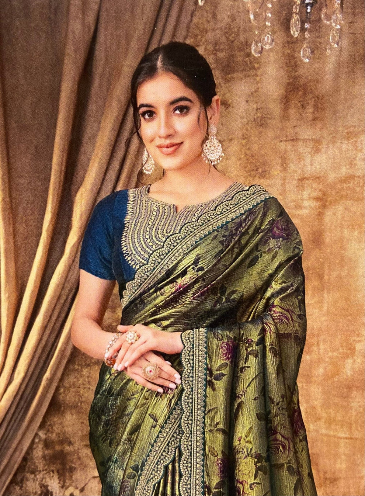 Premium Crush Organza Saree - Kanjeevaram Silk Mandir