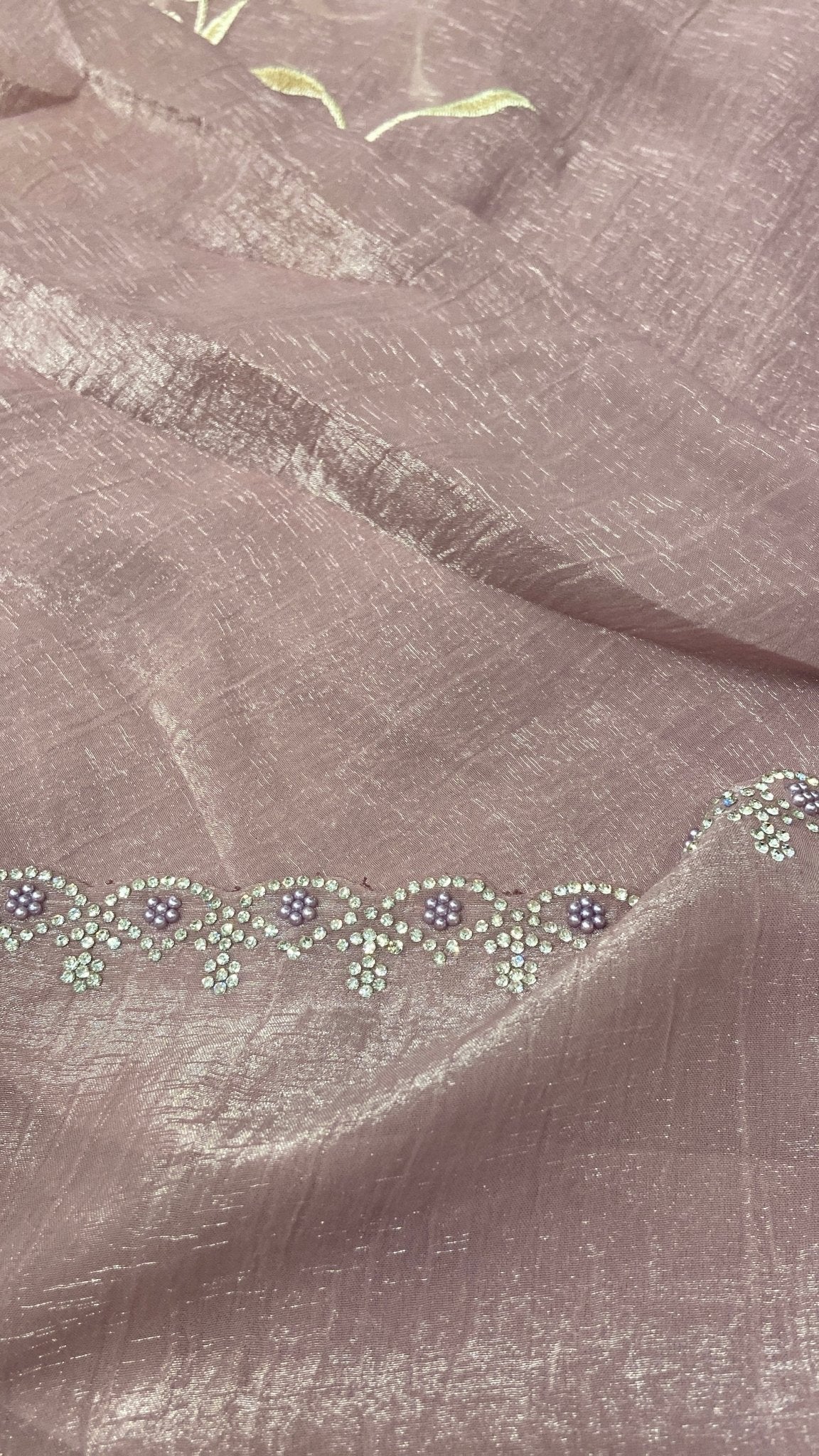 Premium Crush Organza Saree (Lavender) - Kanjeevaram Silk Mandir