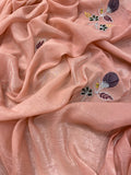 Premium Crush Organza Saree (peach) - Kanjeevaram Silk Mandir