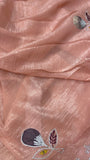 Premium Crush Organza Saree (peach) - Kanjeevaram Silk Mandir