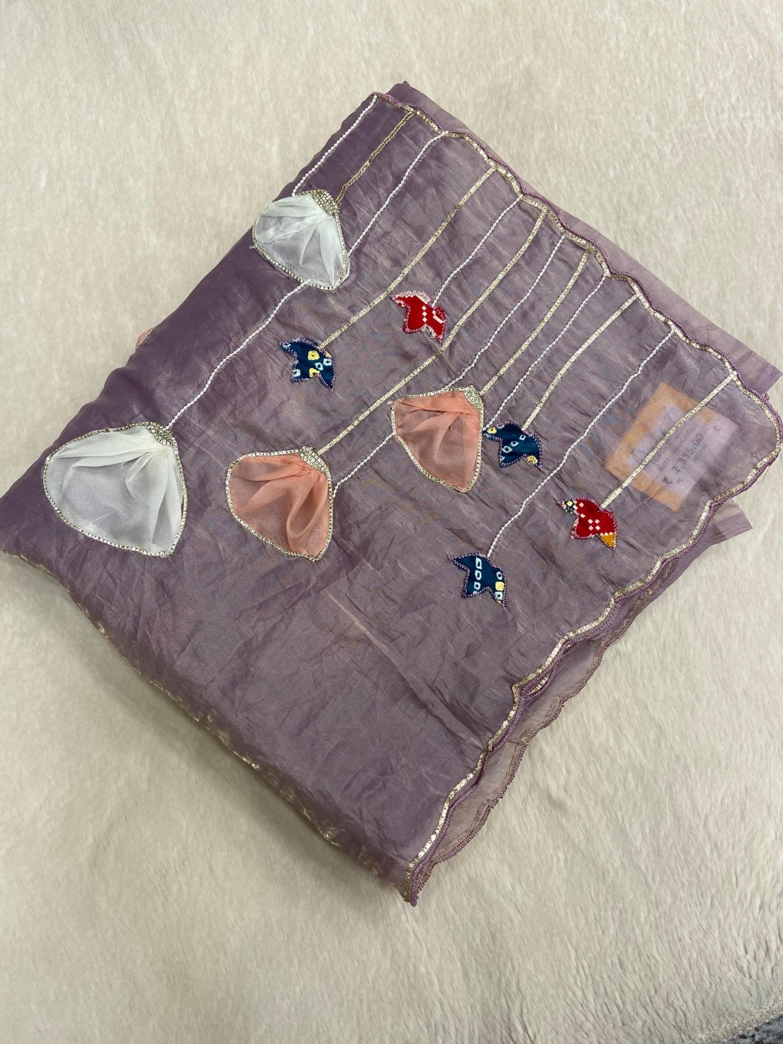 Premium crush organza saree(Lavender) - Kanjeevaram Silk Mandir