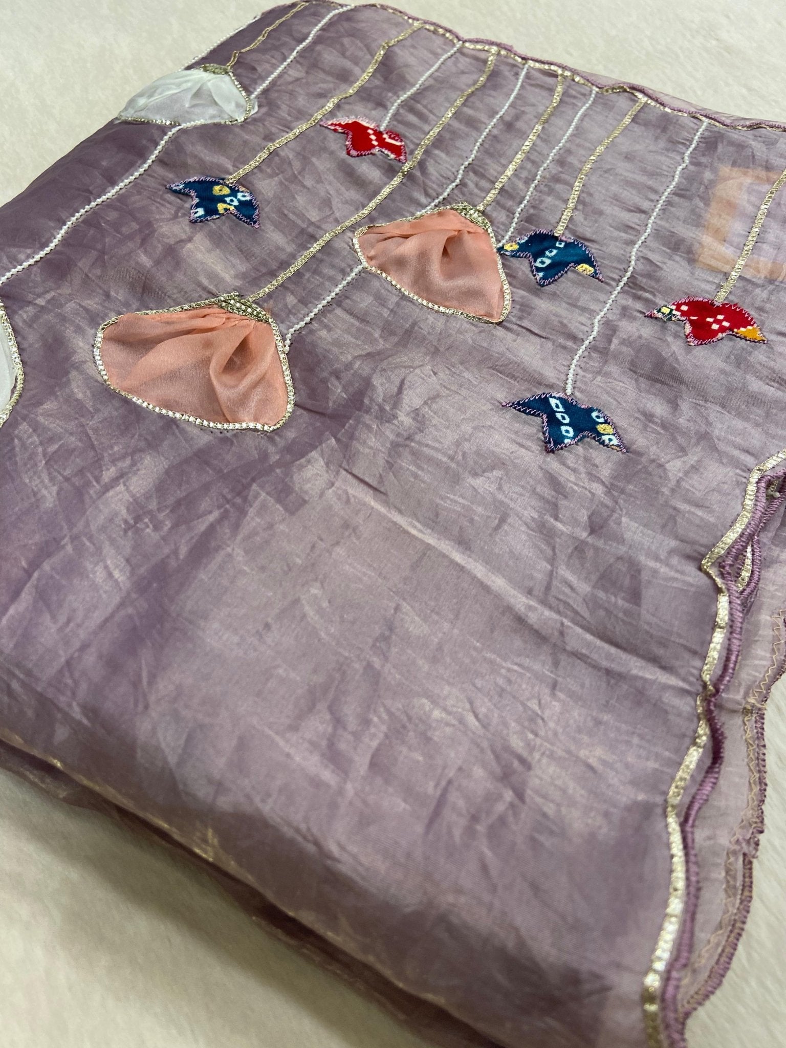 Premium crush organza saree(Lavender) - Kanjeevaram Silk Mandir
