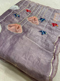 Premium crush organza saree(Lavender) - Kanjeevaram Silk Mandir