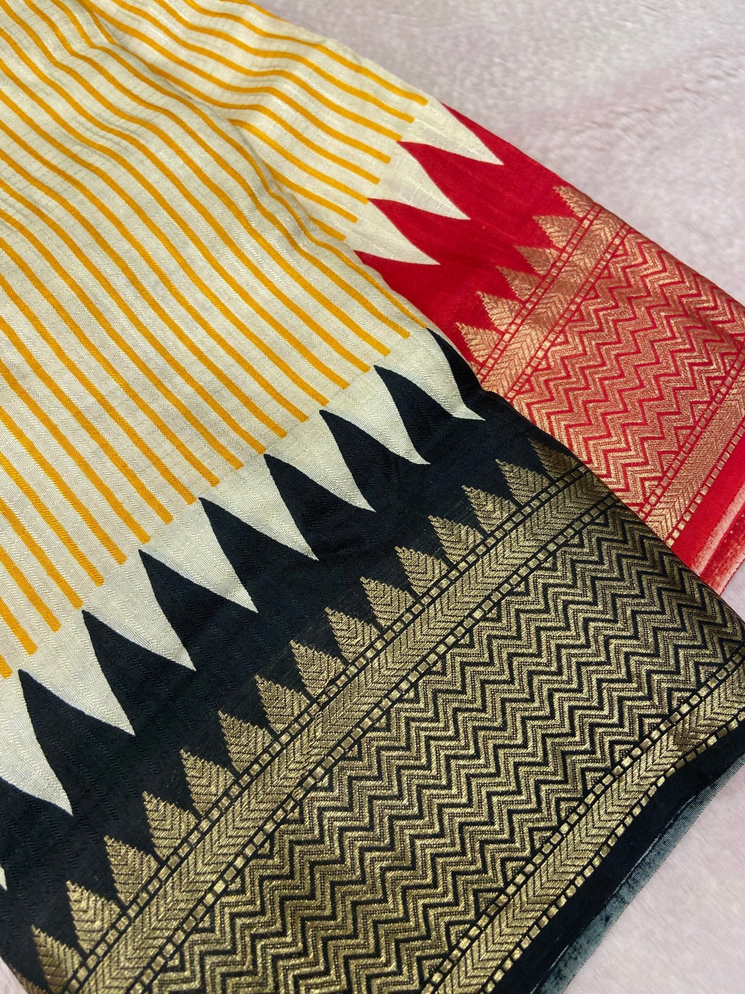 Premium Dola With Ganga Jamuna Border Saree - Kanjeevaram Silk Mandir