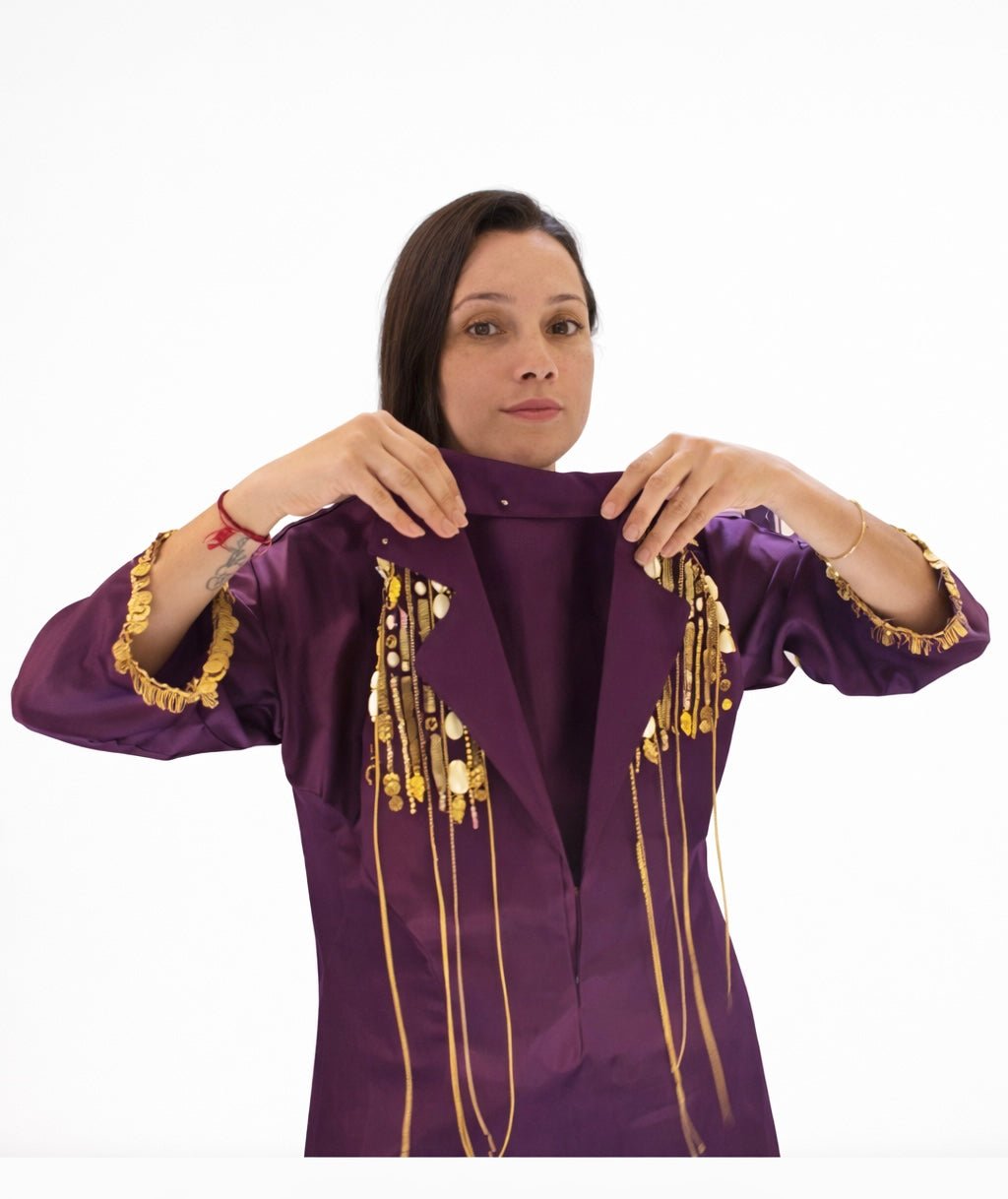 Premium Farsi dress with detachable cape - Kanjeevaram Silk Mandir