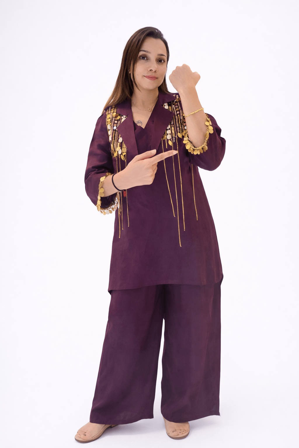 Premium Farsi dress with detachable cape - Kanjeevaram Silk Mandir