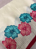 Premium Flora Crepe Silk Saree With Embroidery Border - Kanjeevaram Silk Mandir