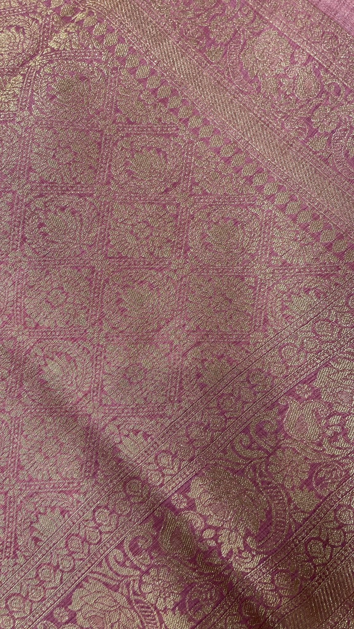 Premium Heritage Cotton Saree (lavender) - Kanjeevaram Silk Mandir