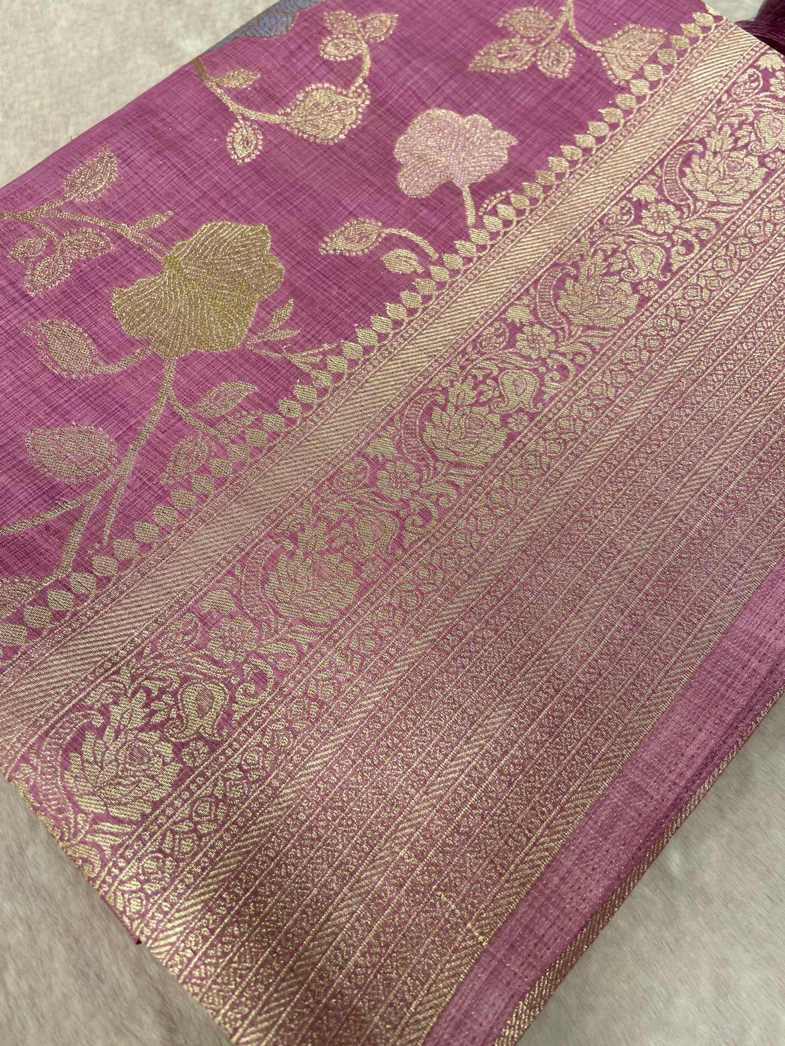 Premium Heritage Cotton Saree (lavender) - Kanjeevaram Silk Mandir