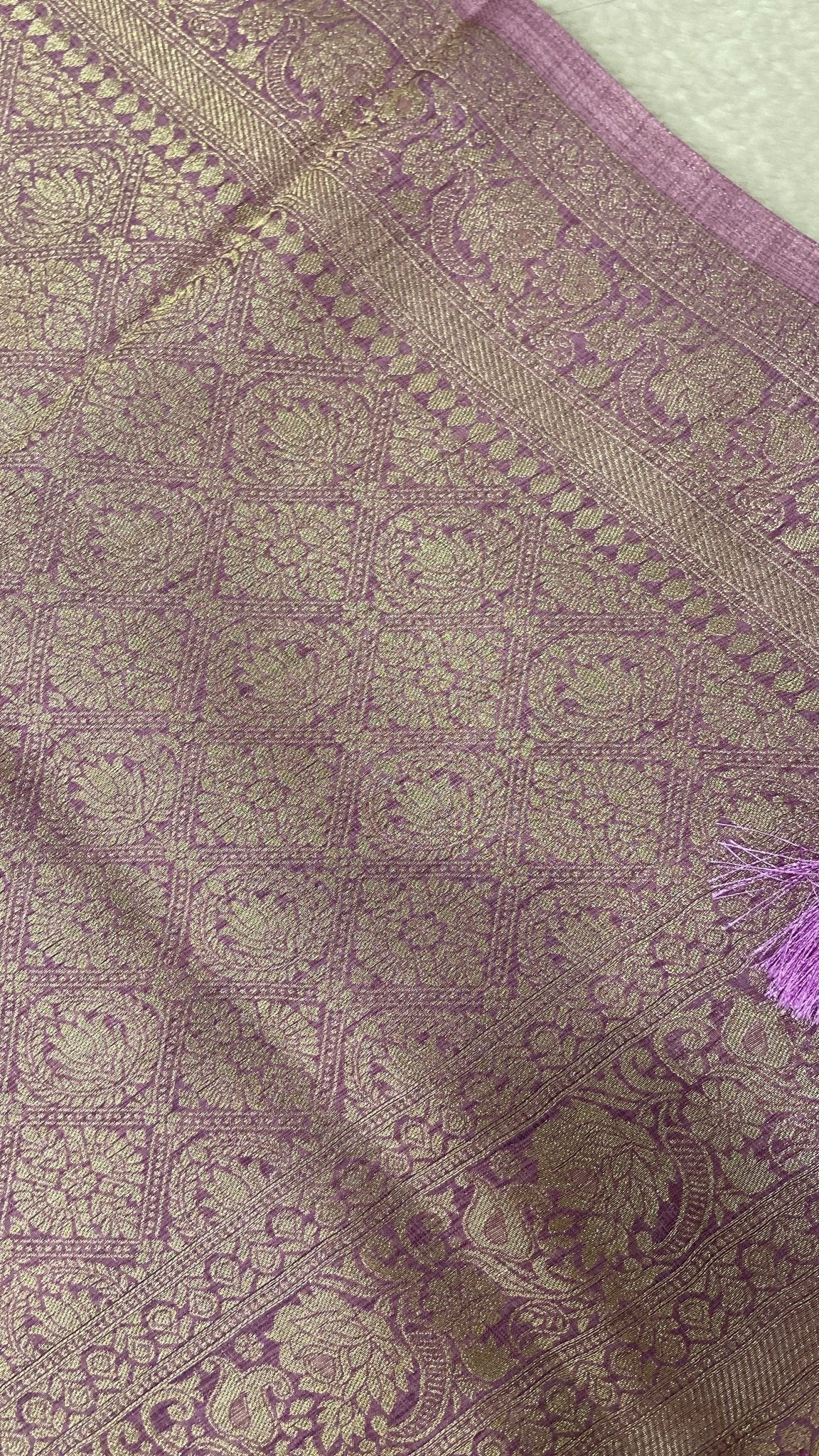 Premium Heritage Cotton Saree (powder) - Kanjeevaram Silk Mandir