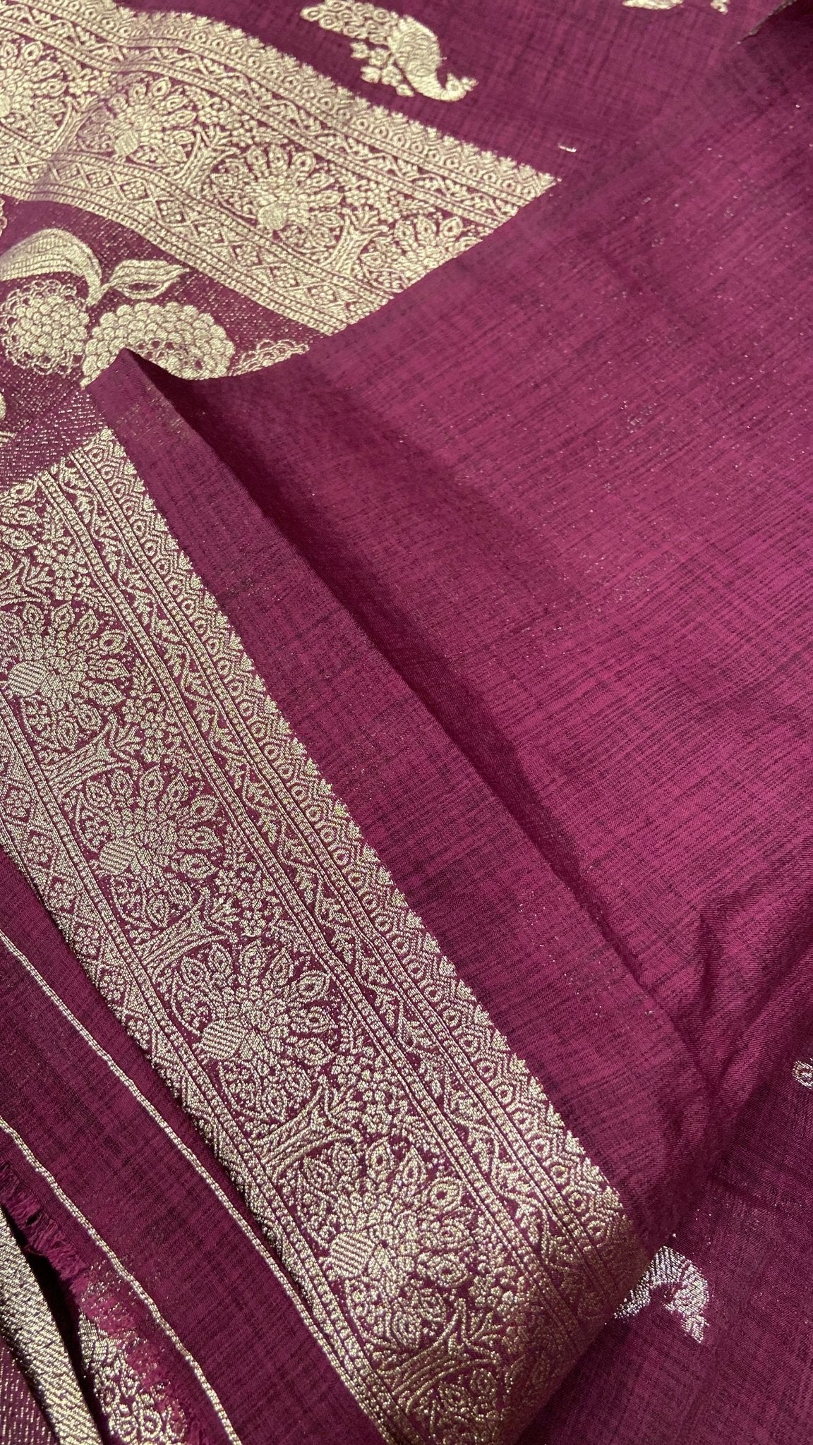 Premium Heritage Cotton Saree (wine) - Kanjeevaram Silk Mandir