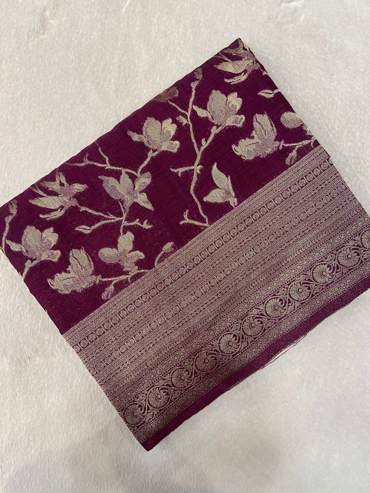 Premium Heritage Cotton Saree✨ (wine) - Kanjeevaram Silk Mandir