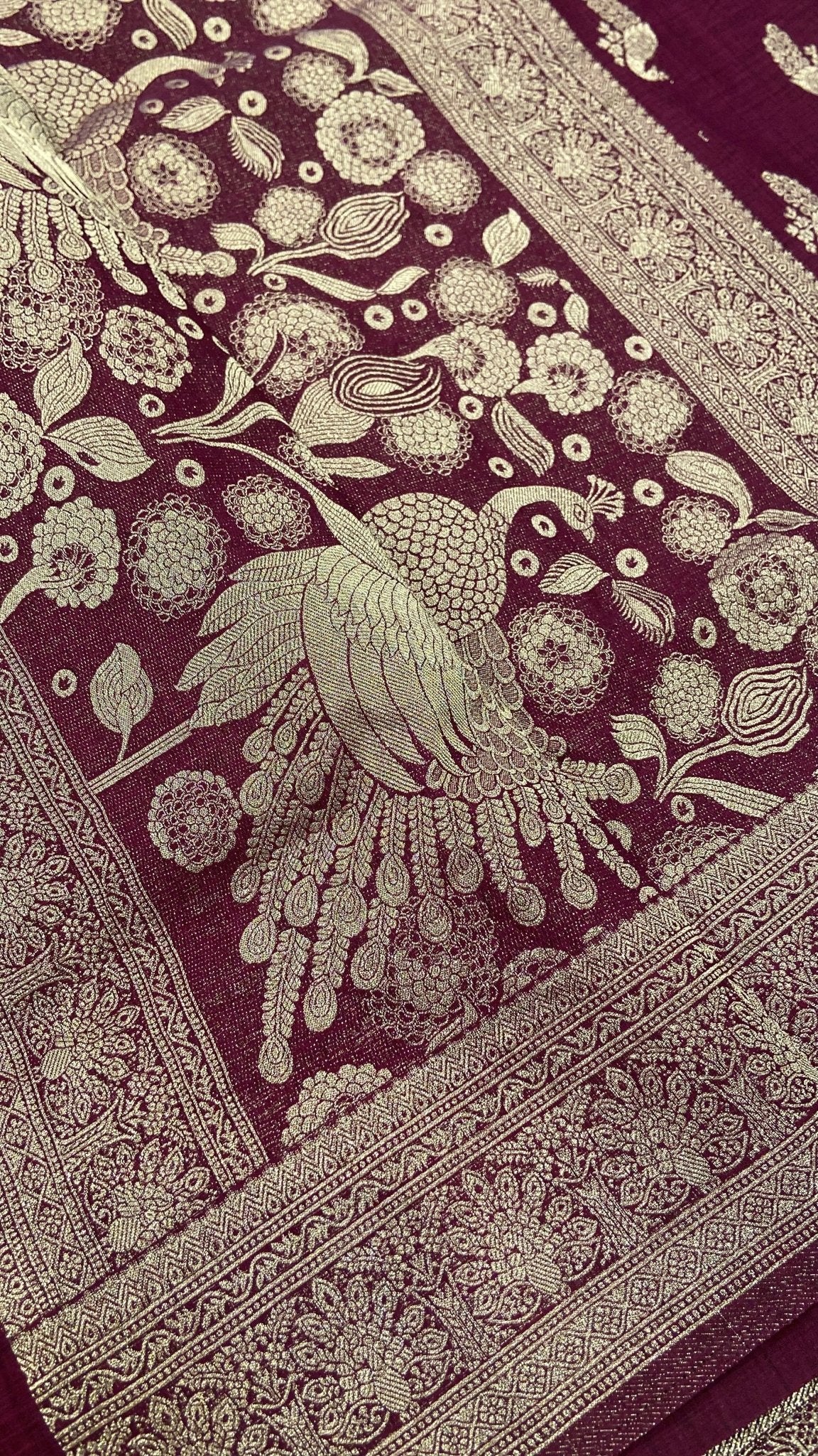 Premium Heritage Cotton Saree (wine) - Kanjeevaram Silk Mandir